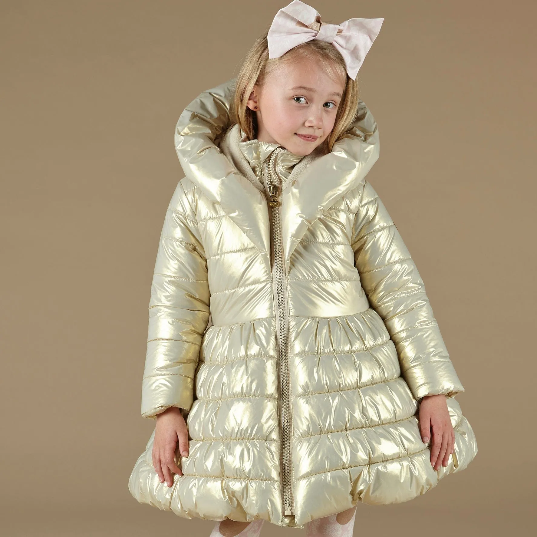 A DEE - Priscilla Metalic Hooded Jacket - Light Gold