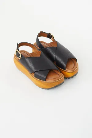 Black & Brown Platform Clog Sandal
