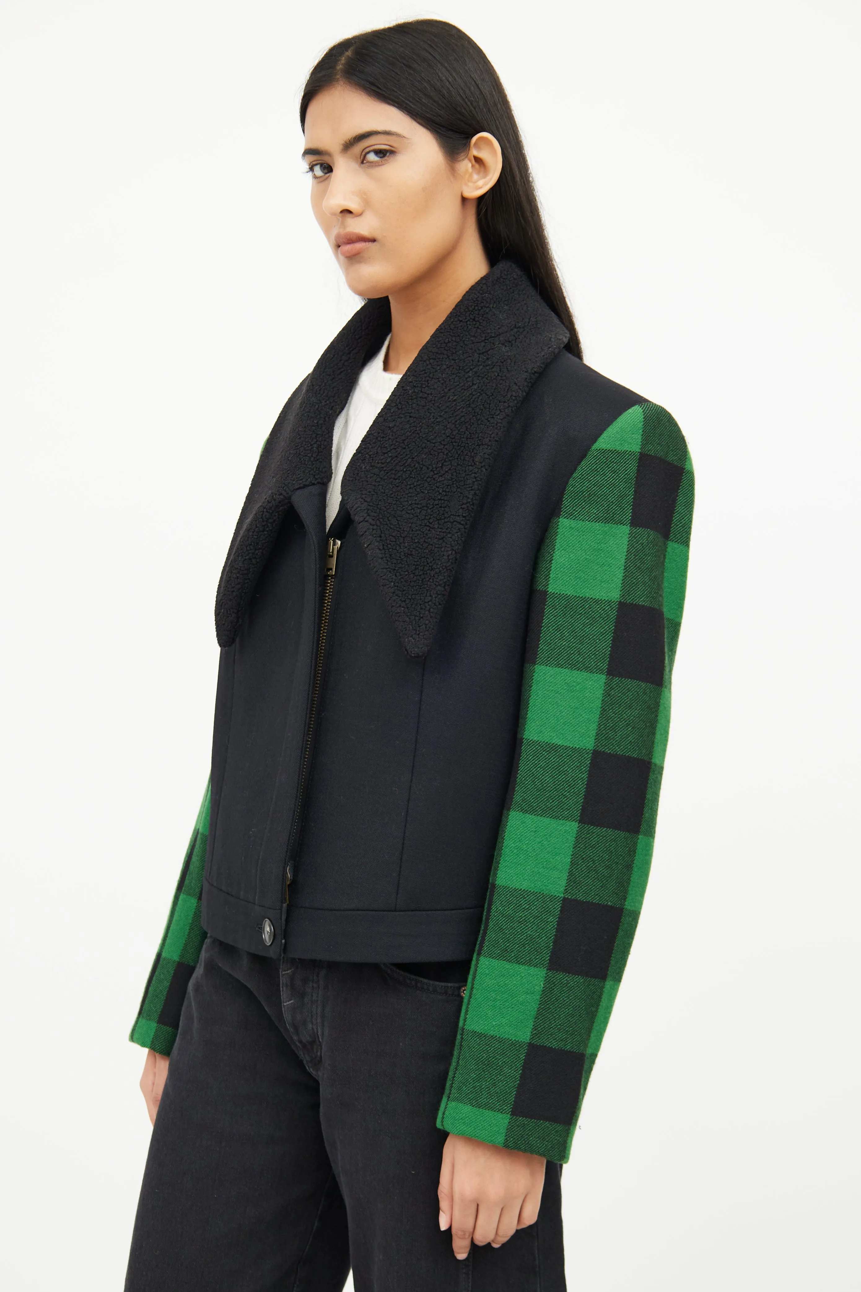 Black & Green Plaid Jacket