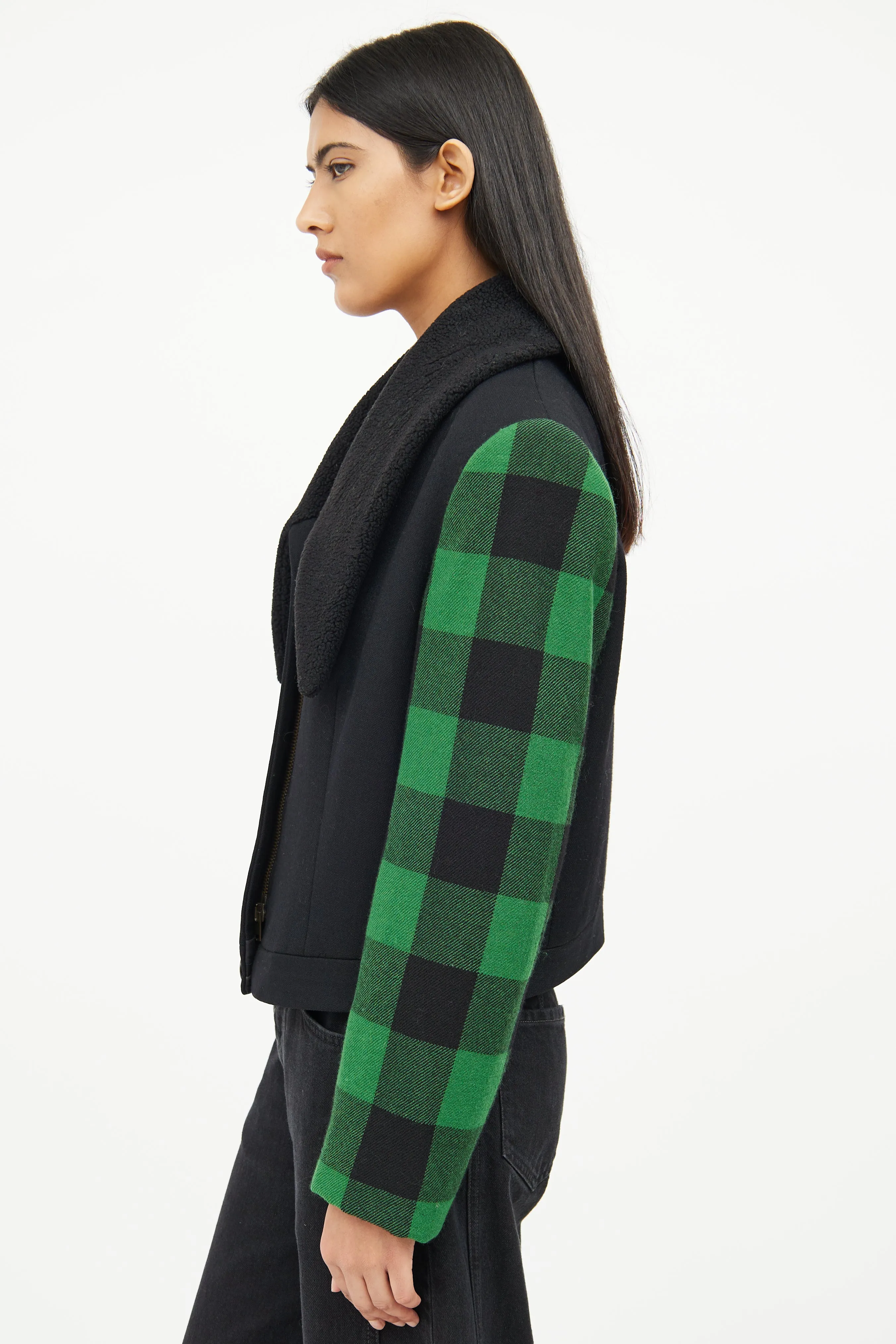 Black & Green Plaid Jacket