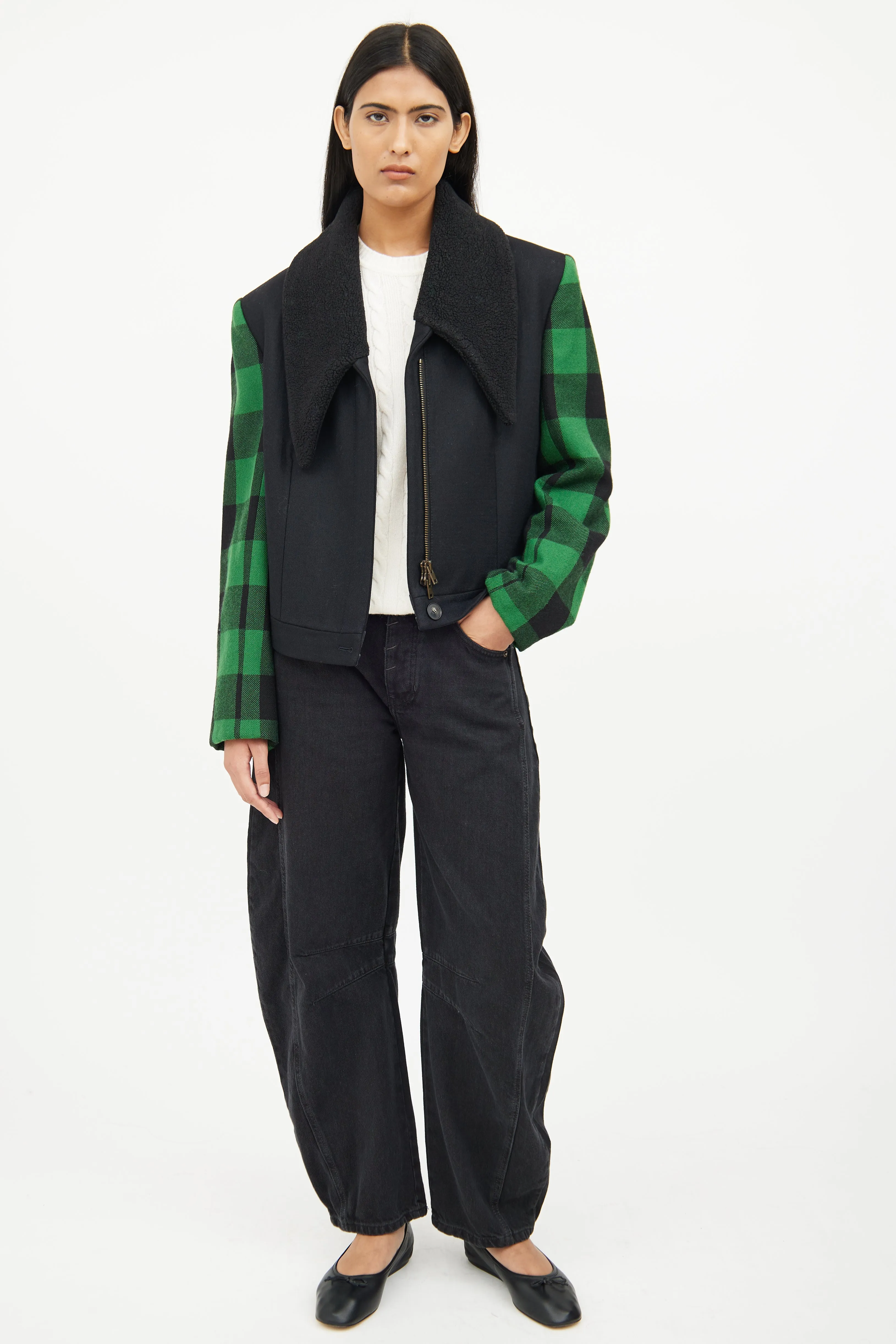 Black & Green Plaid Jacket