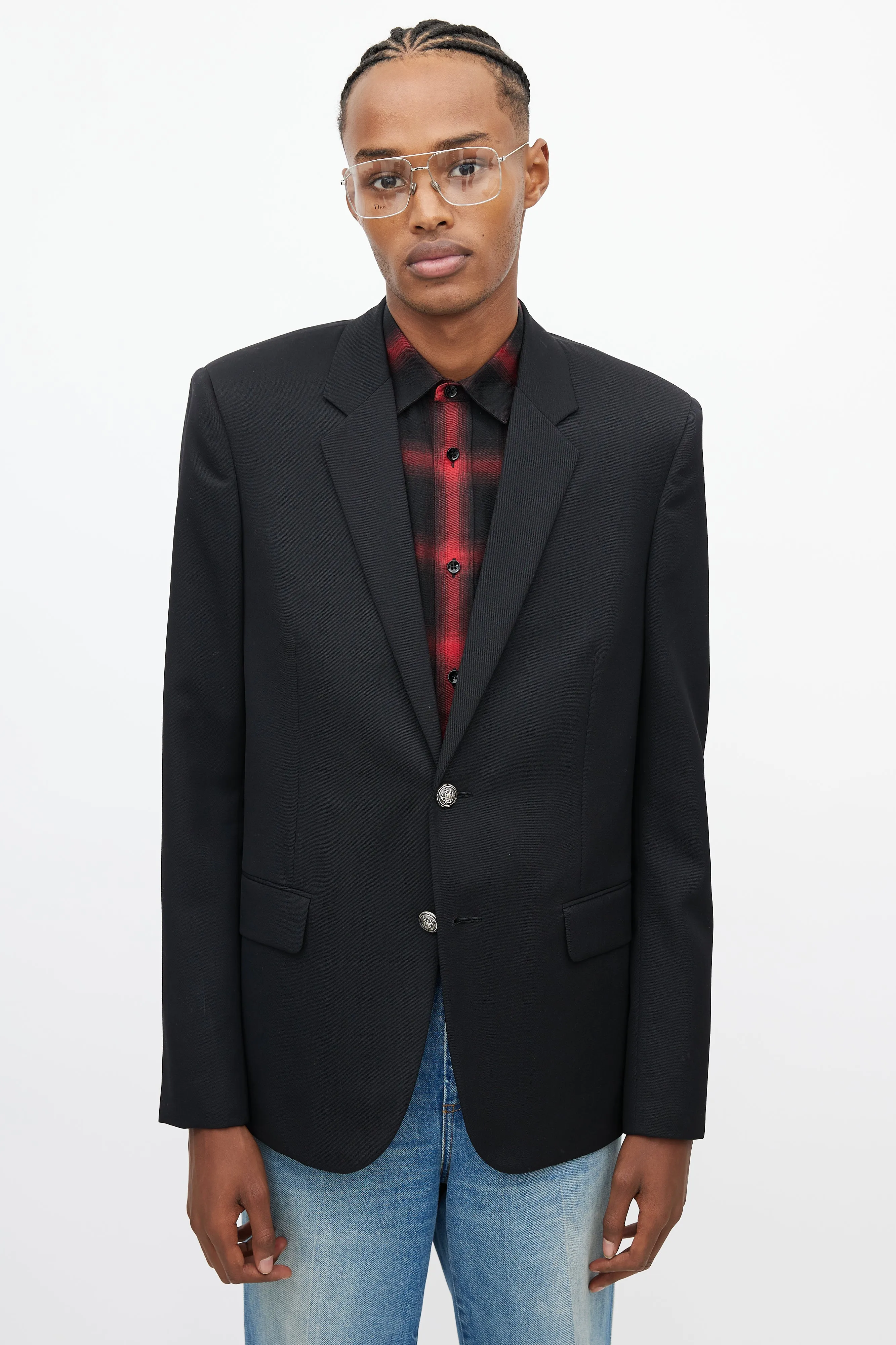 Black & Silver Button Blazer