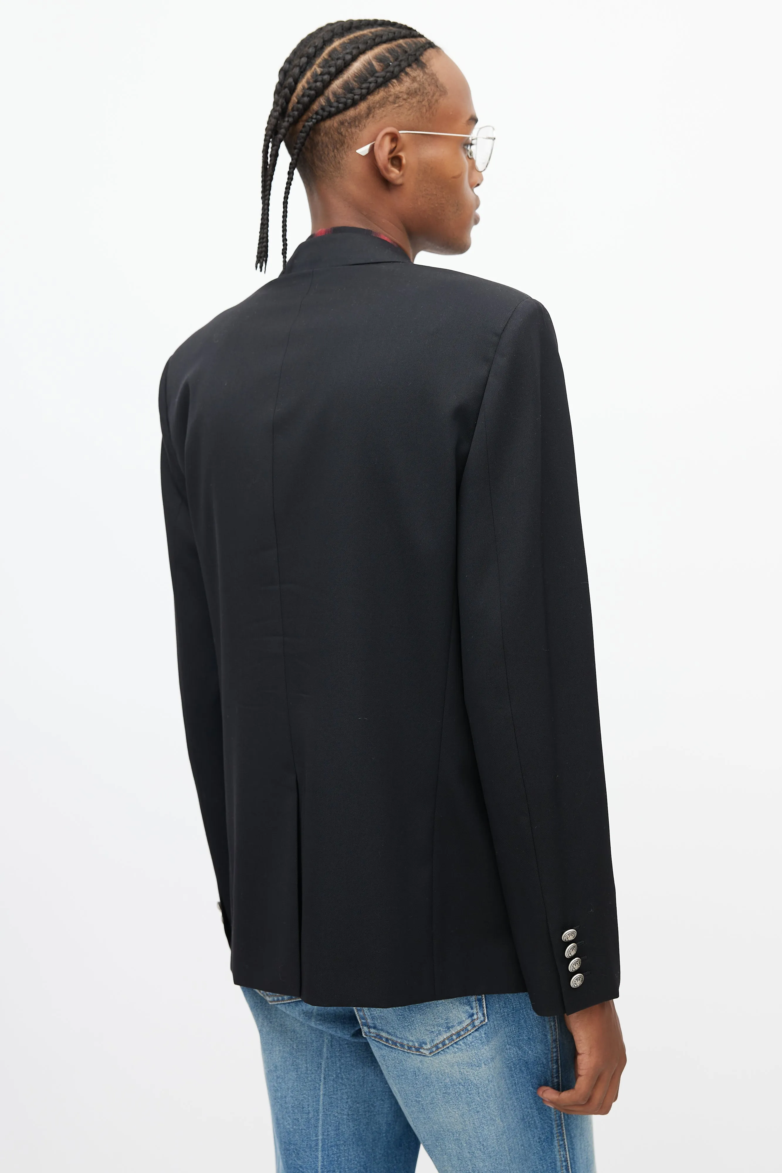 Black & Silver Button Blazer