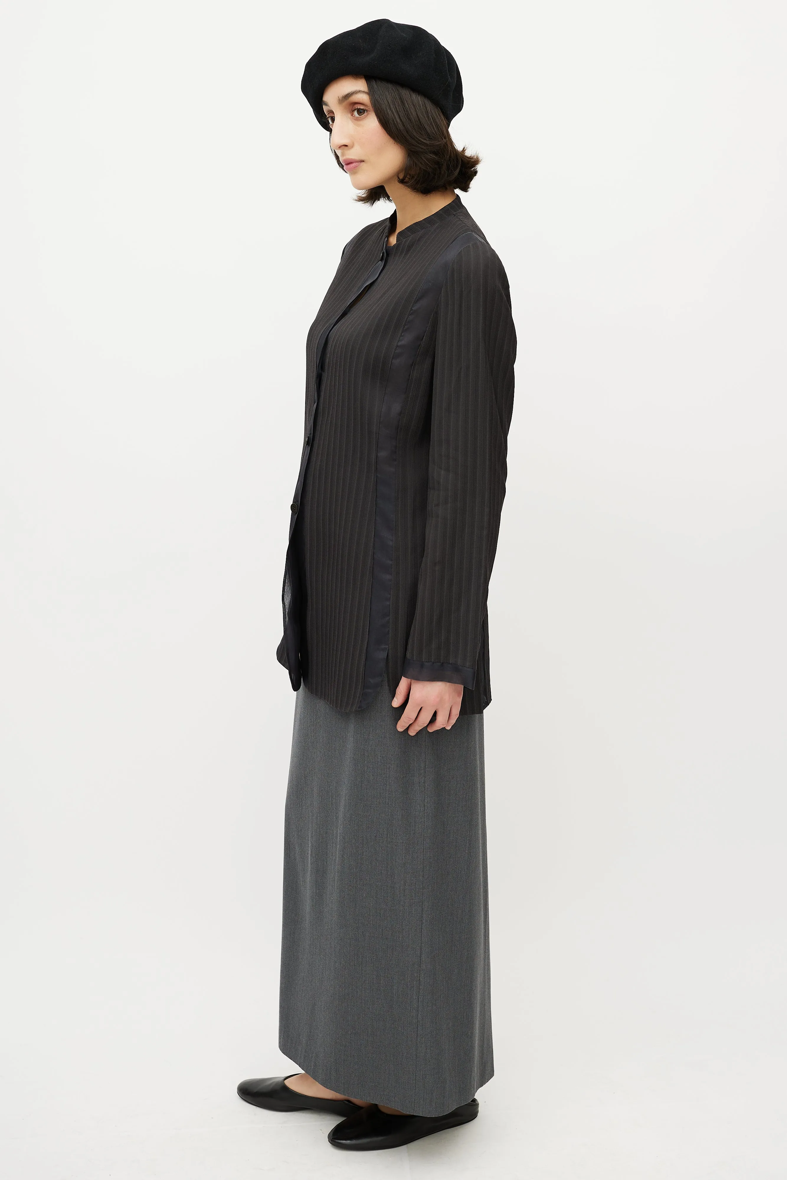 Black Sheer Striped Shirt