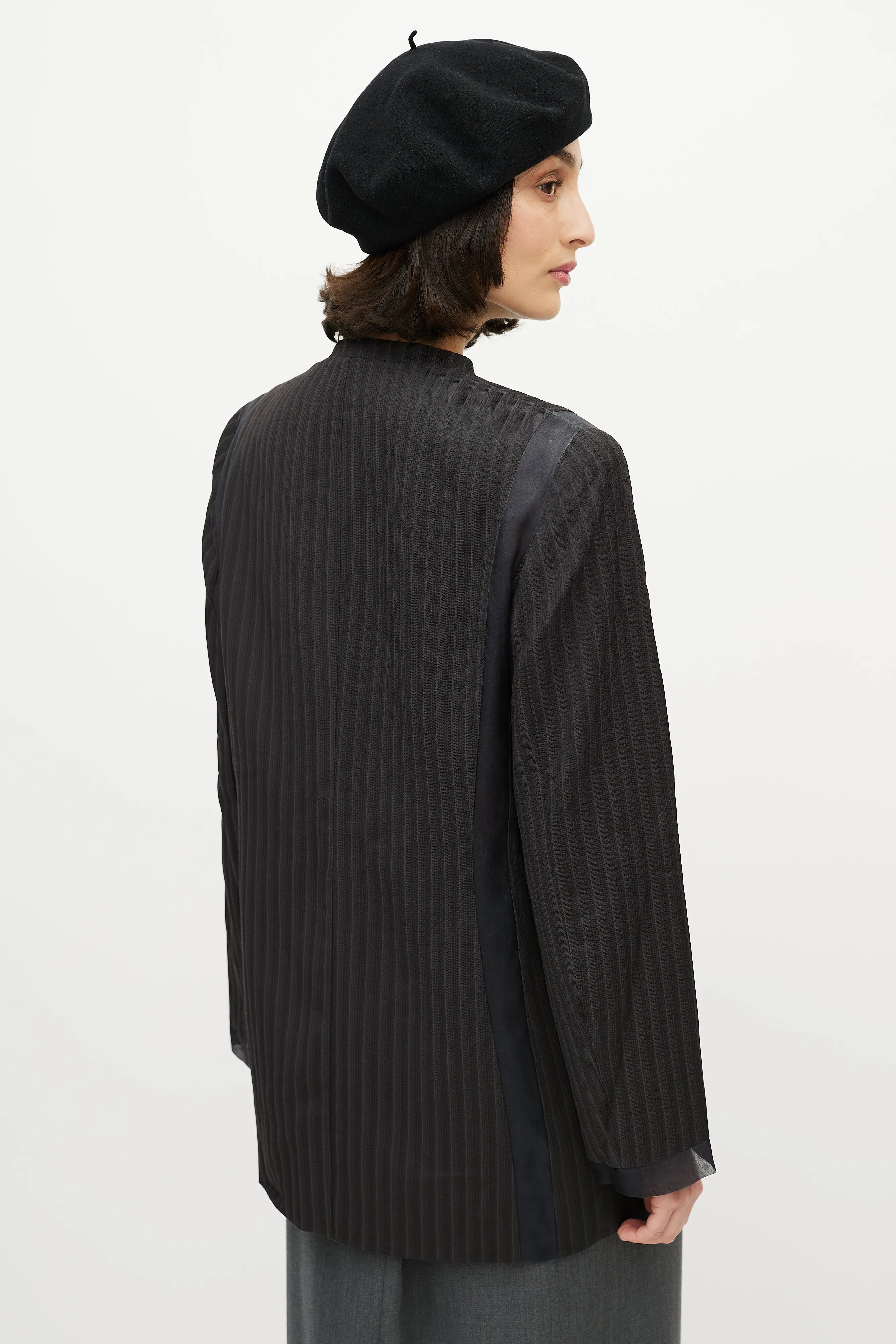 Black Sheer Striped Shirt