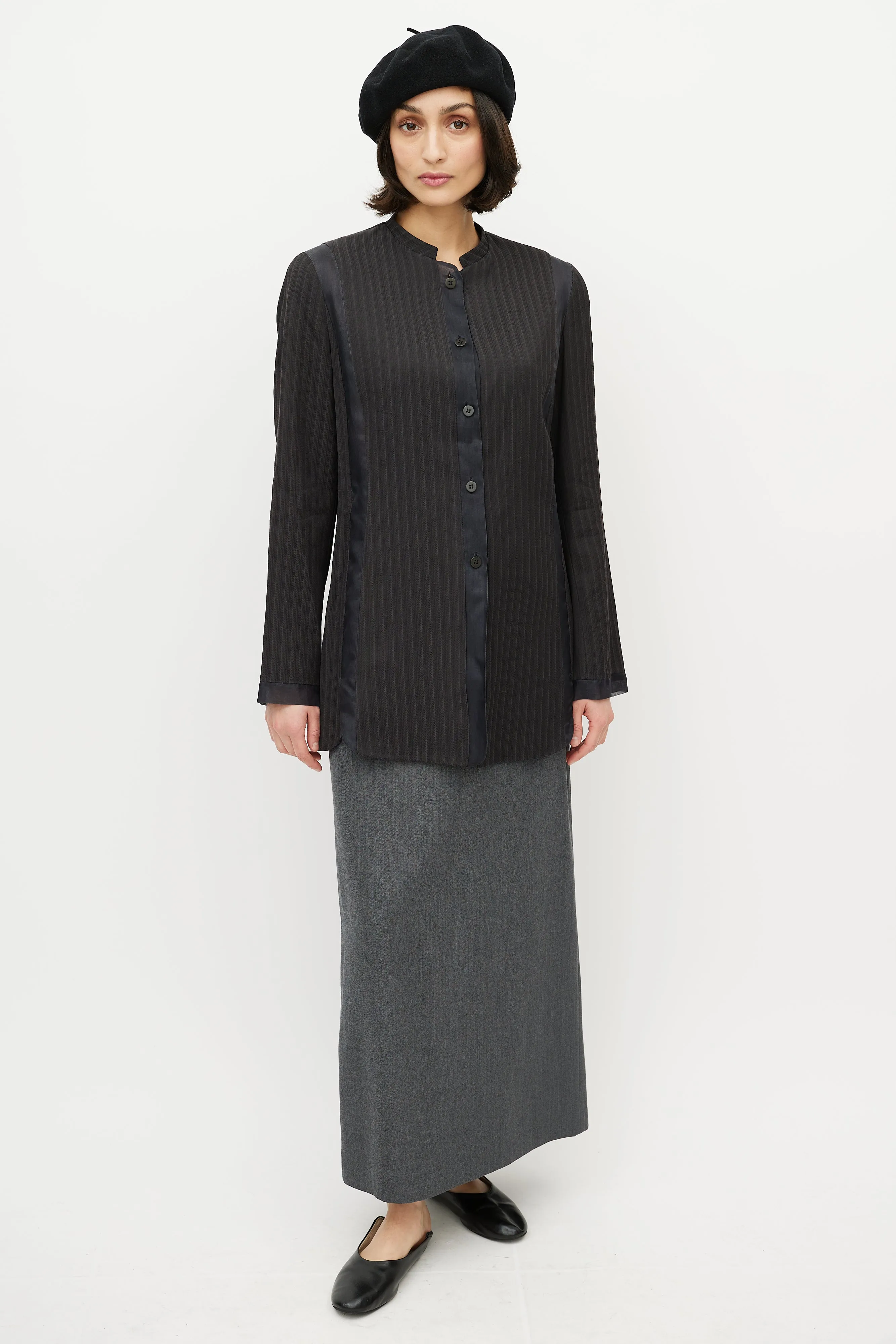 Black Sheer Striped Shirt