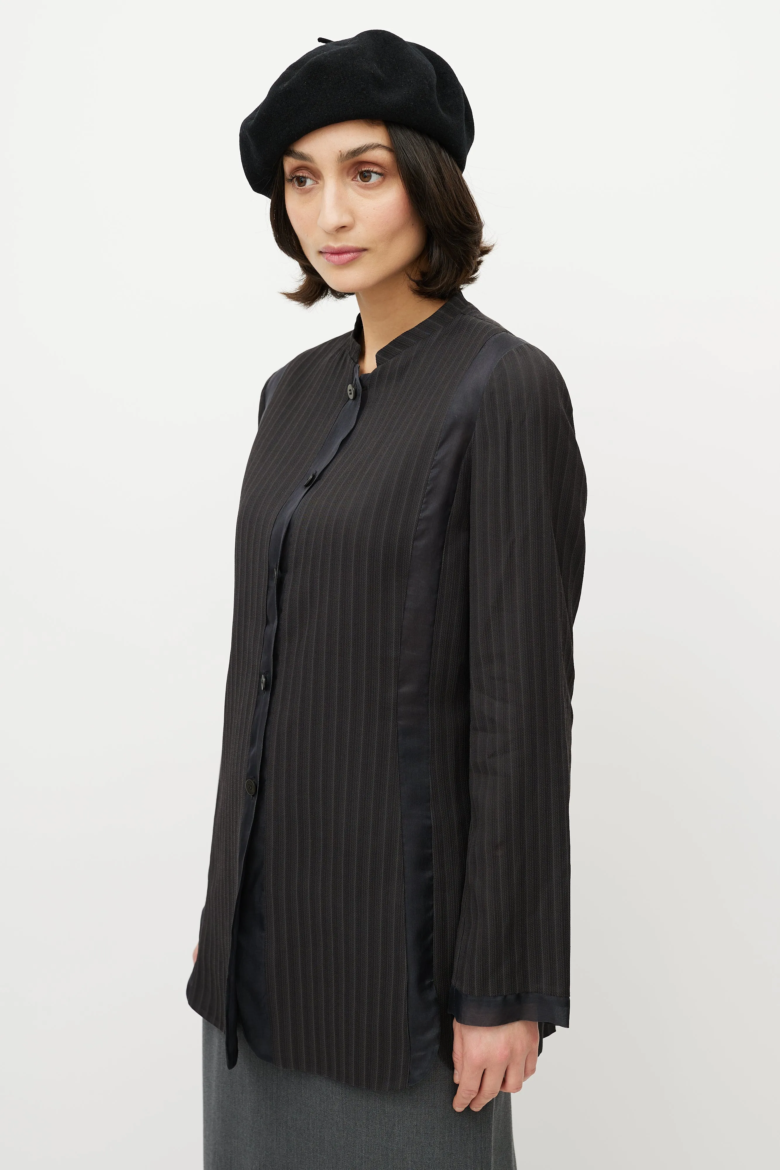 Black Sheer Striped Shirt