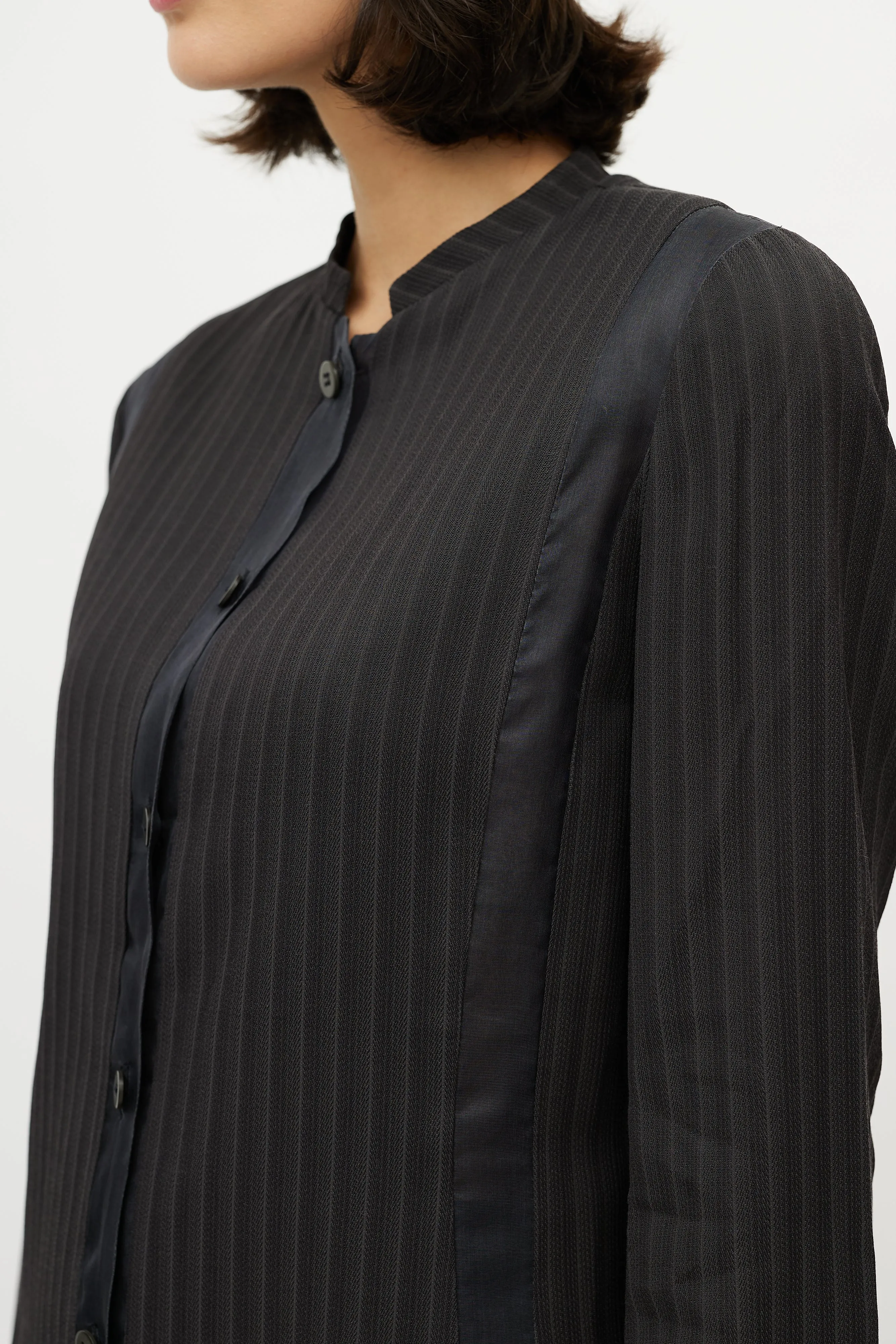 Black Sheer Striped Shirt