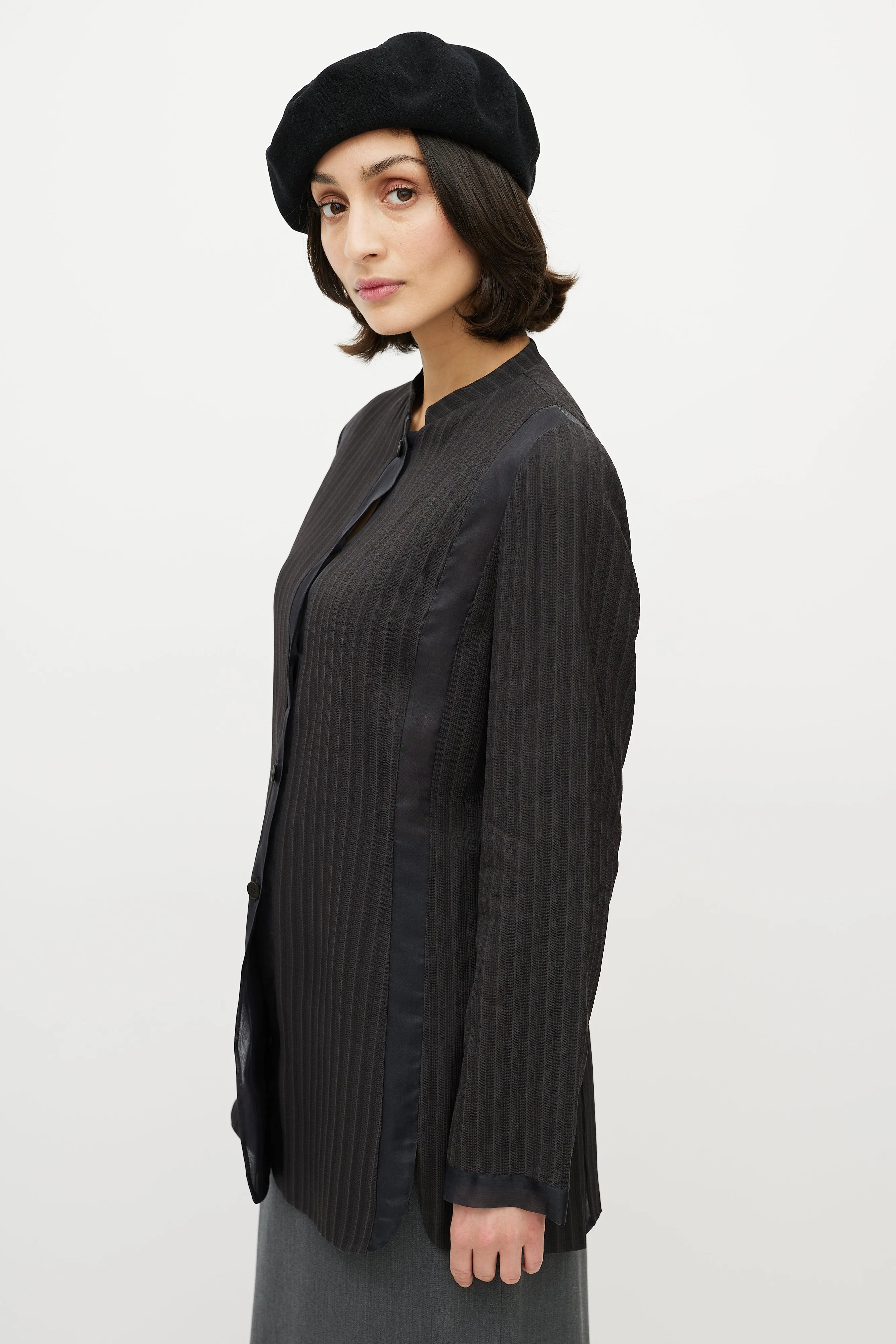 Black Sheer Striped Shirt