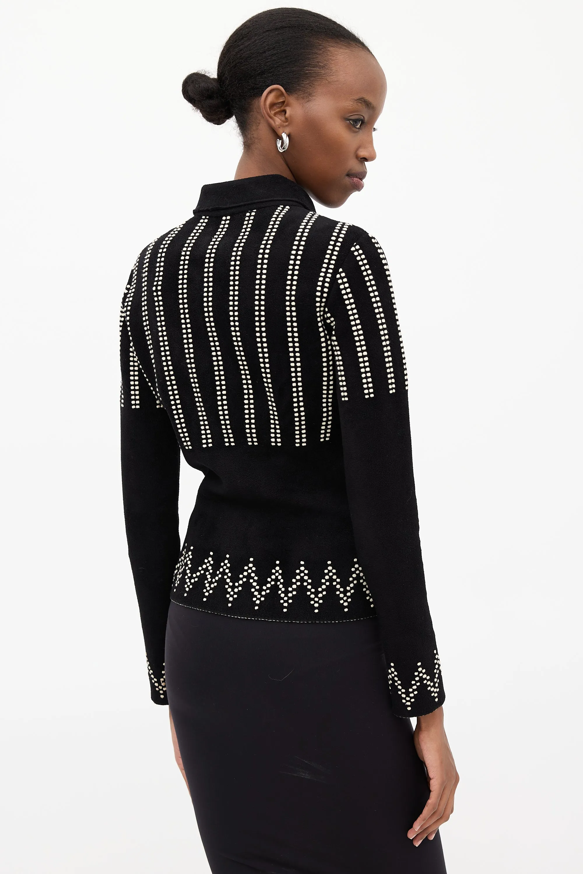 Black Wool & Cream Dotted Jacket