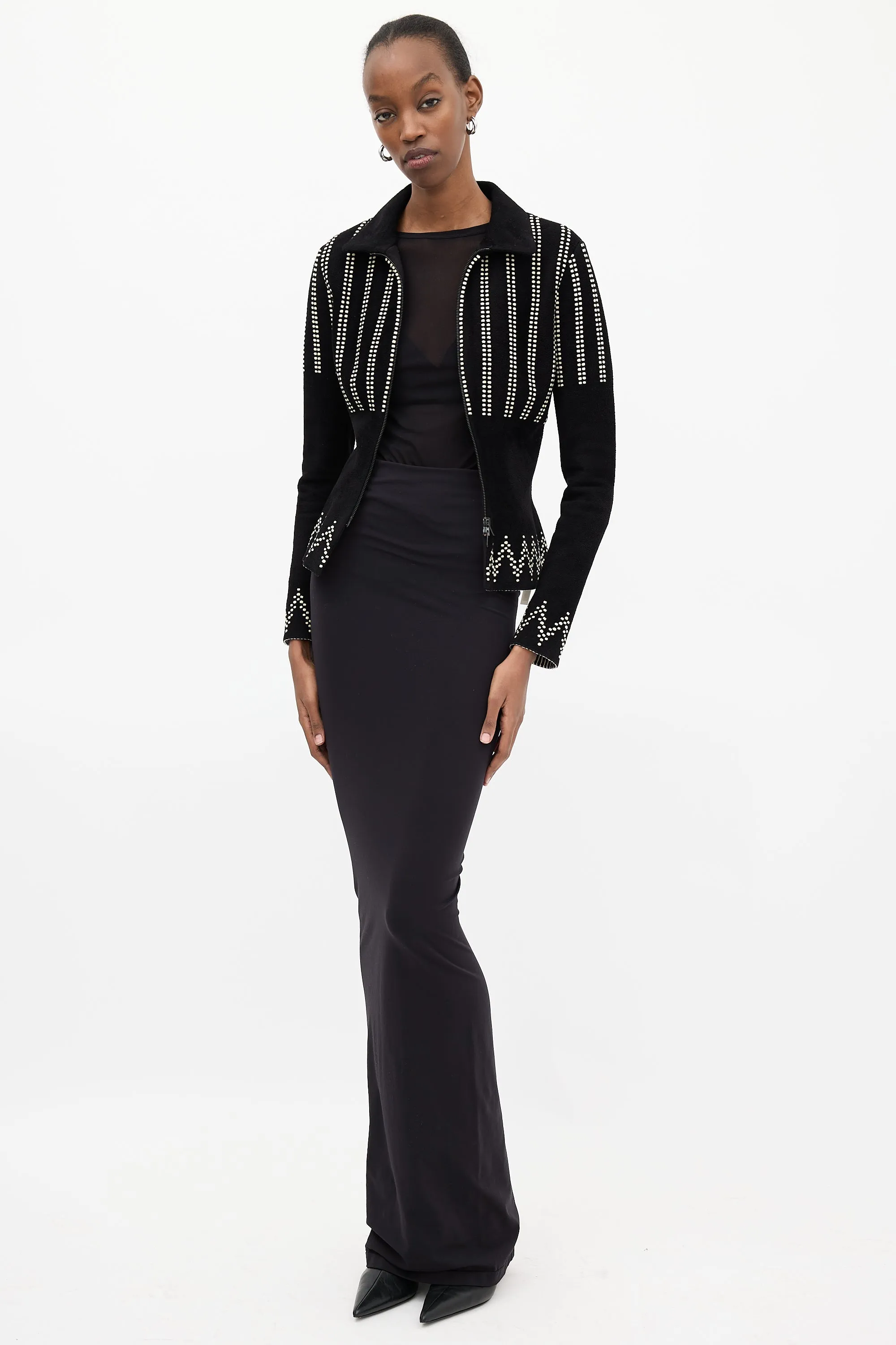Black Wool & Cream Dotted Jacket