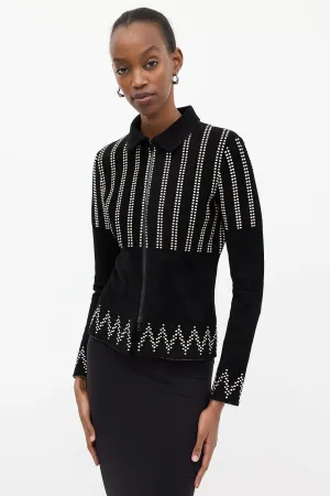 Black Wool & Cream Dotted Jacket