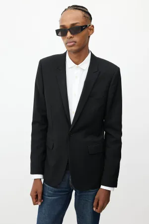 Black Wool Peak Lapel Blazer