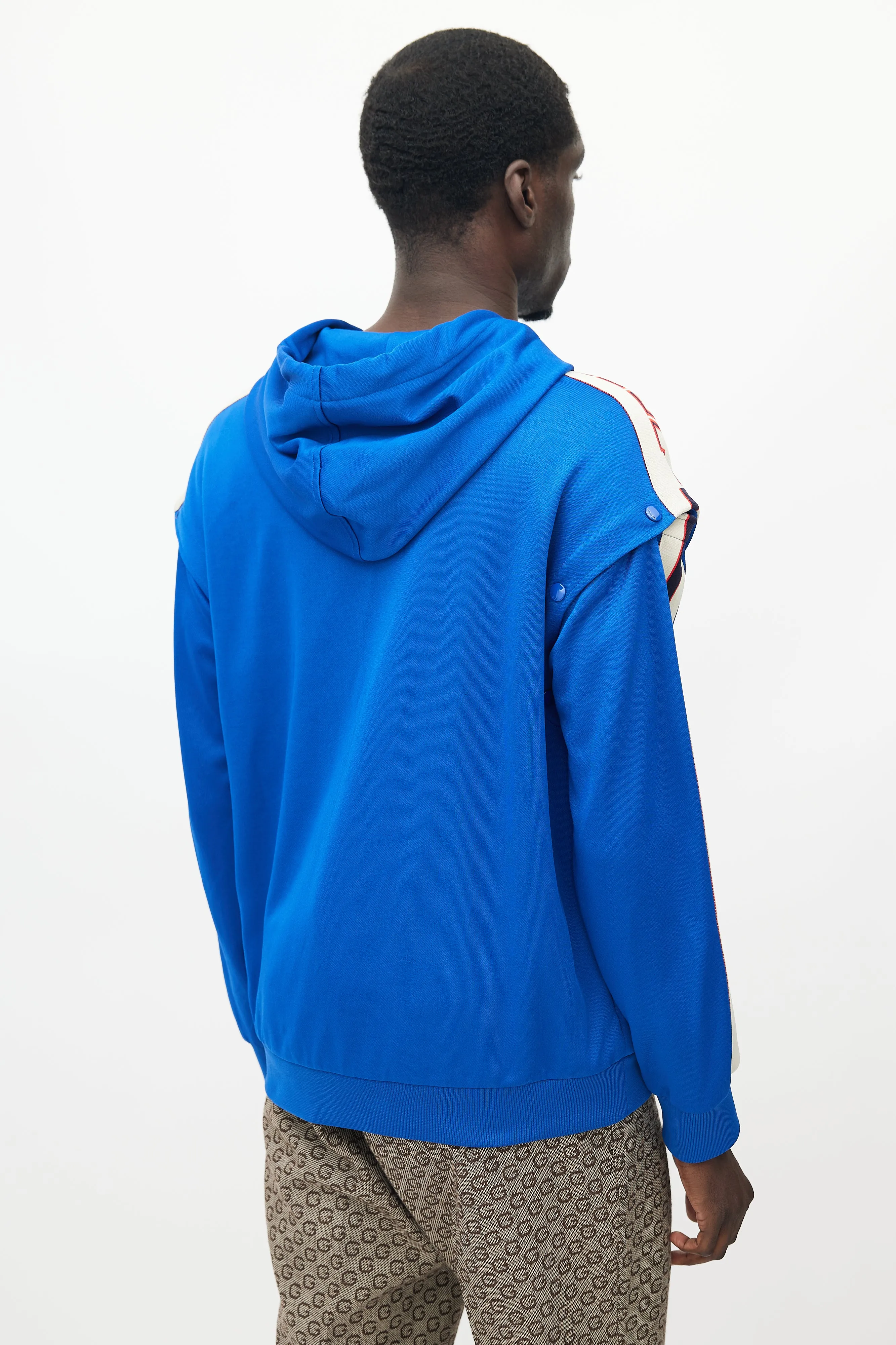 Blue & Cream Detachable Sleeve Hooded Jacket