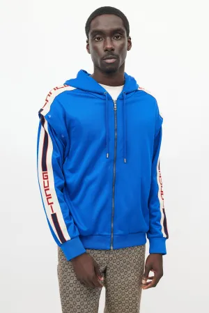 Blue & Cream Detachable Sleeve Hooded Jacket