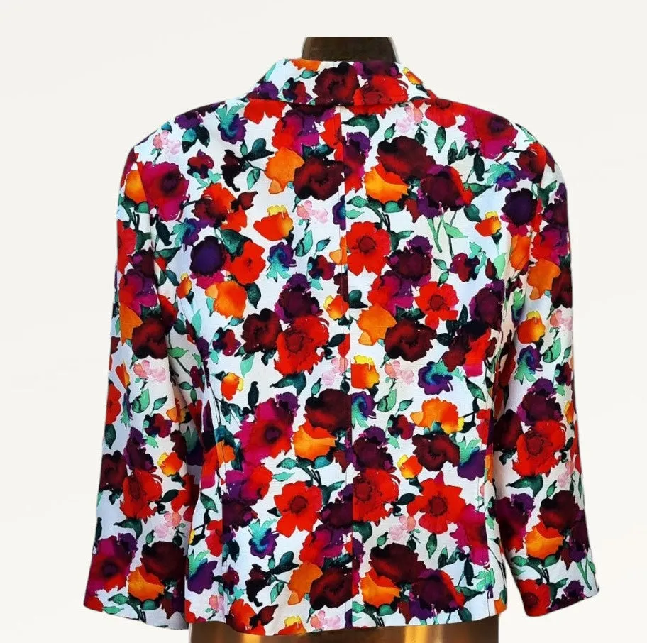 Caroline Charles London Vintage Floral Lined Jacket UK 16 US 12 EU 44