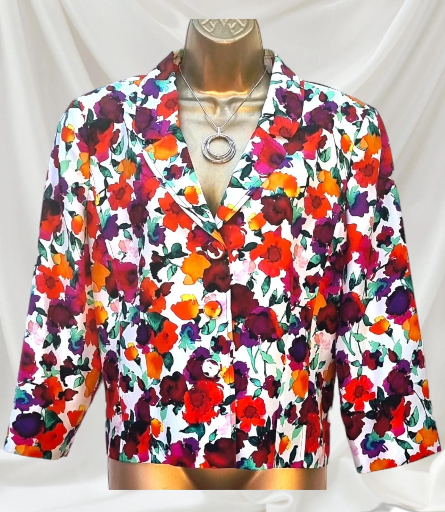 Caroline Charles London Vintage Floral Lined Jacket UK 16 US 12 EU 44