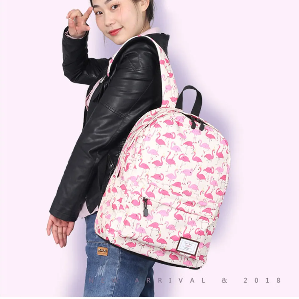 Cute Flamingo Printed Backpack Daypack Girls' Waterproof Lightweight Travel Bag