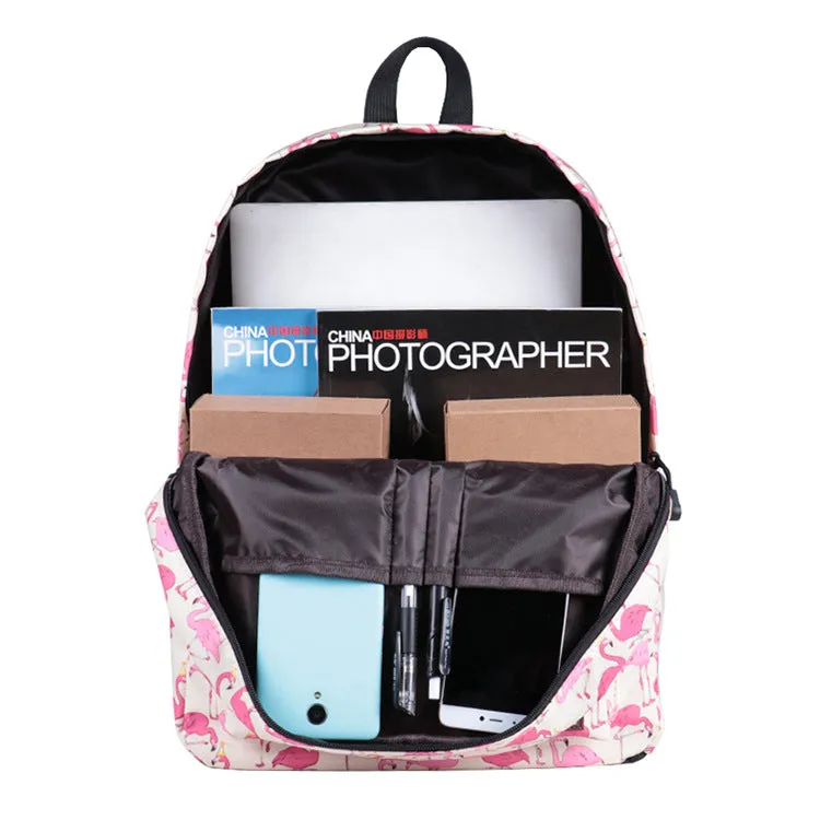 Cute Flamingo Printed Backpack Daypack Girls' Waterproof Lightweight Travel Bag