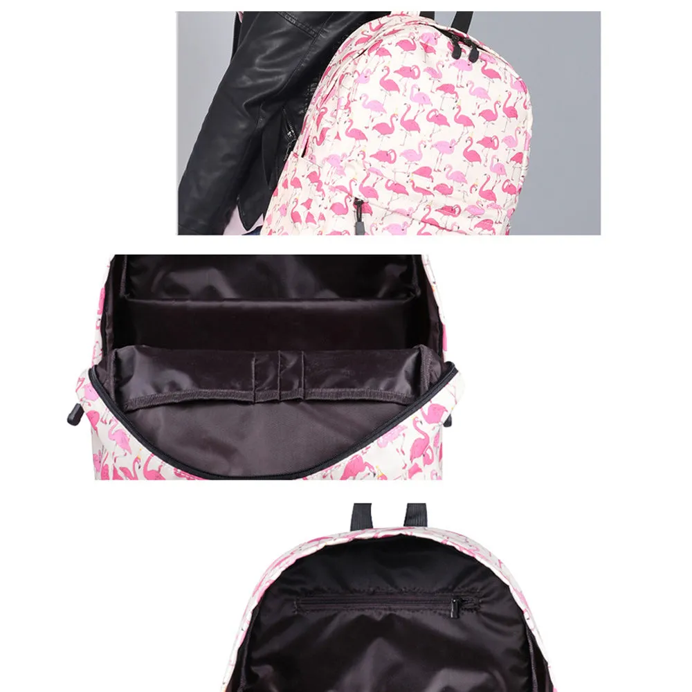 Cute Flamingo Printed Backpack Daypack Girls' Waterproof Lightweight Travel Bag