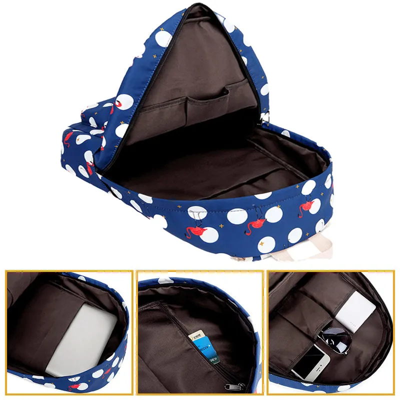 Cute Flamingo Printed Backpack Daypack Girls' Waterproof Lightweight Travel Bag