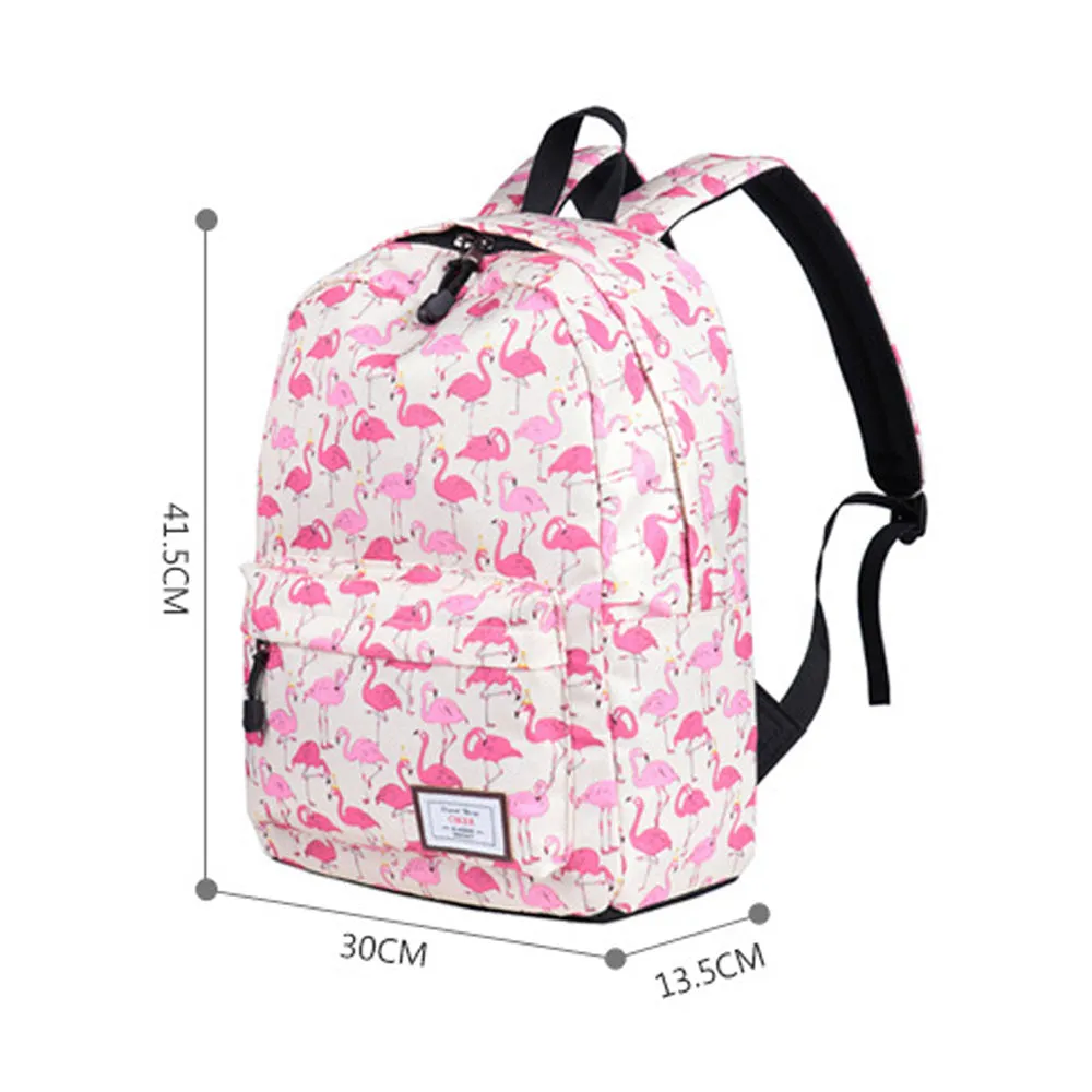 Cute Flamingo Printed Backpack Daypack Girls' Waterproof Lightweight Travel Bag