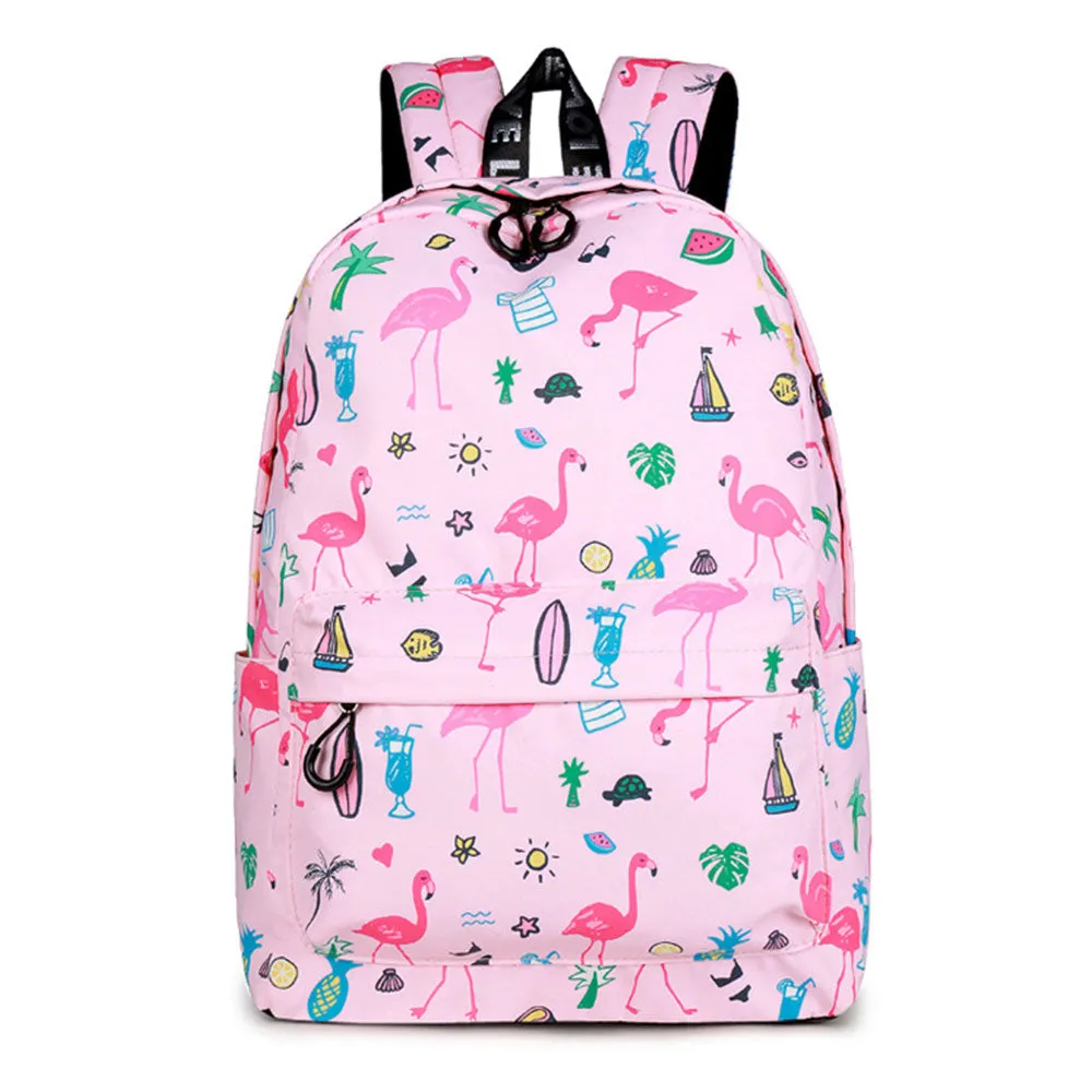 Cute Flamingo Printed Backpack Daypack Girls' Waterproof Lightweight Travel Bag