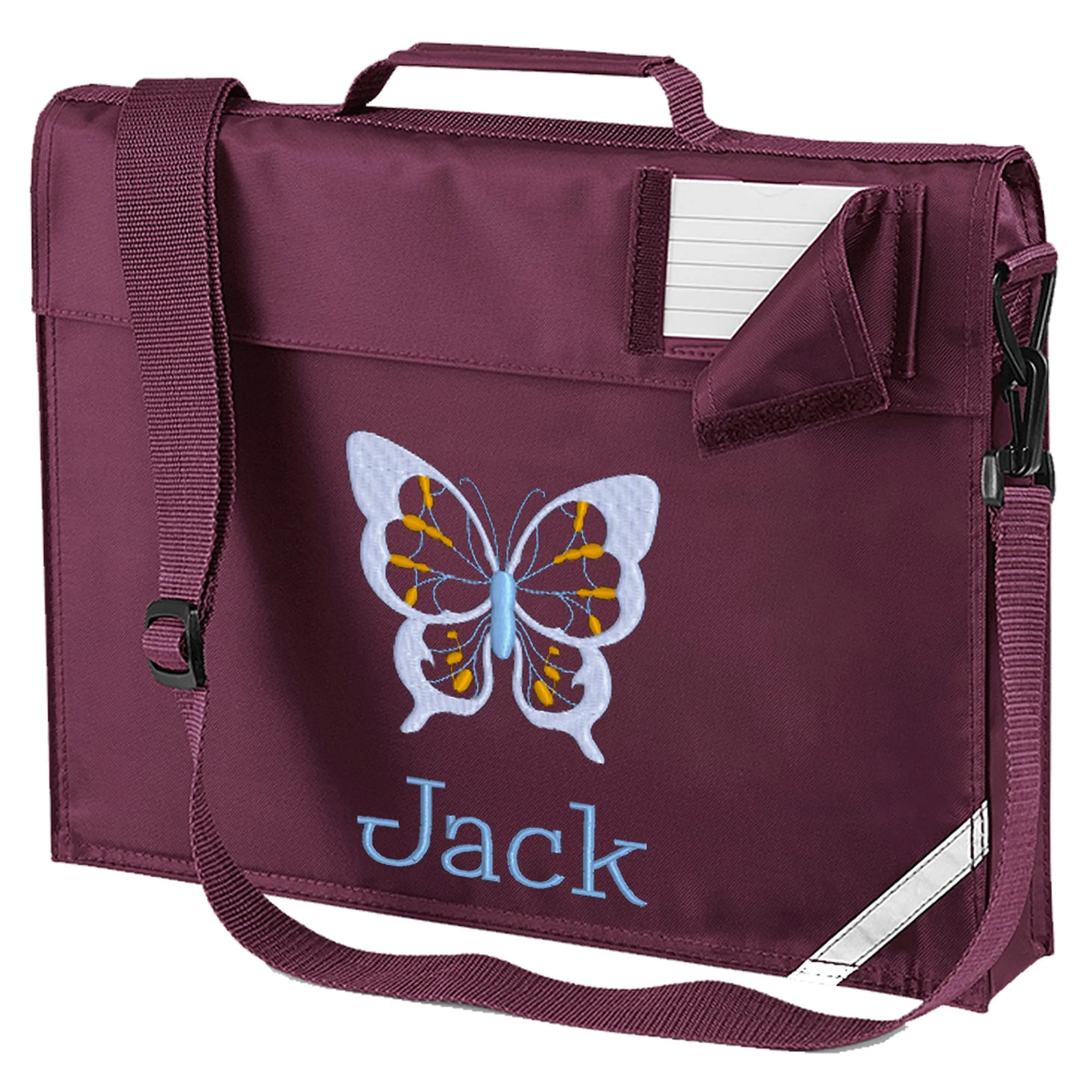 Embroidered Bookbag with strap- Butterfly