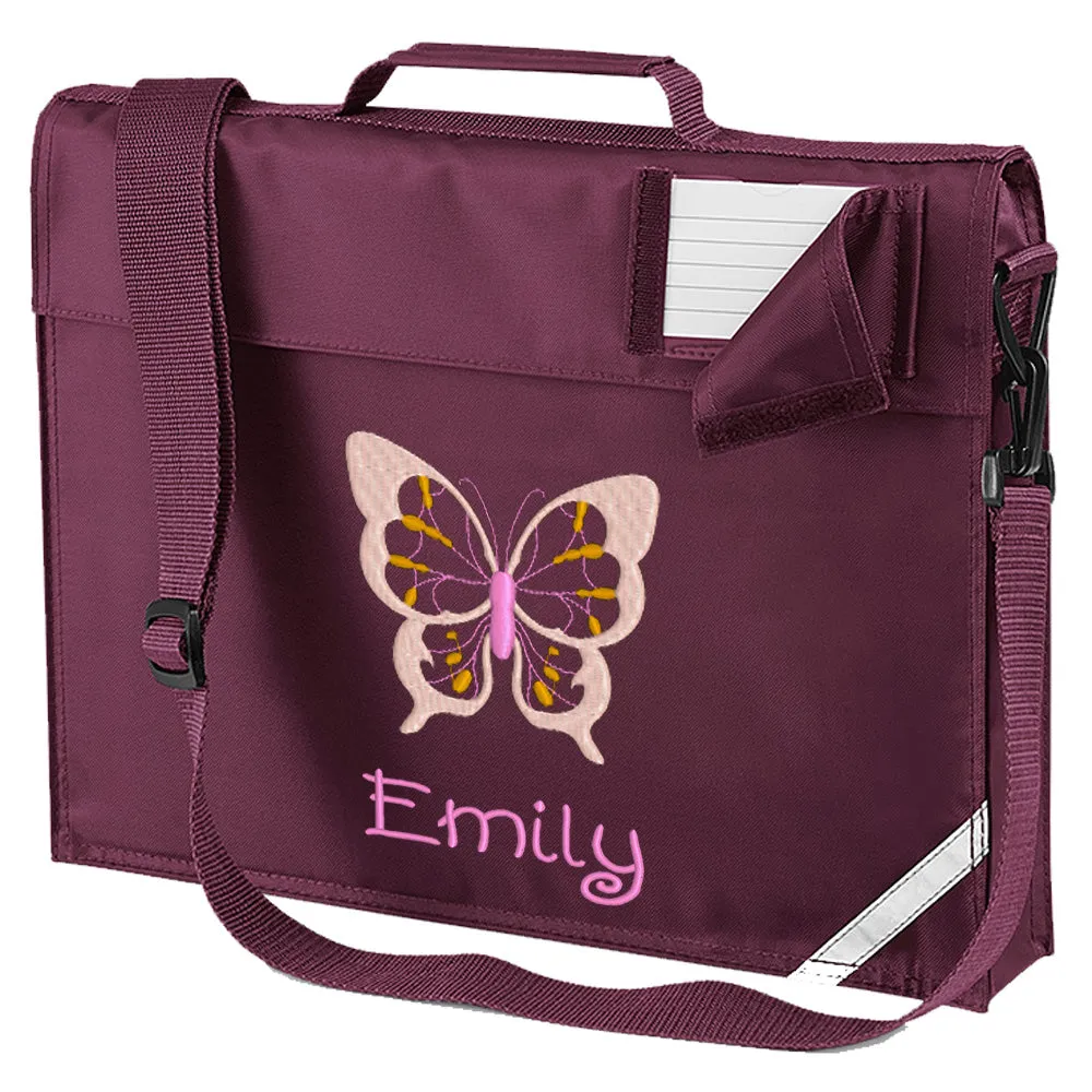 Embroidered Bookbag with strap- Butterfly
