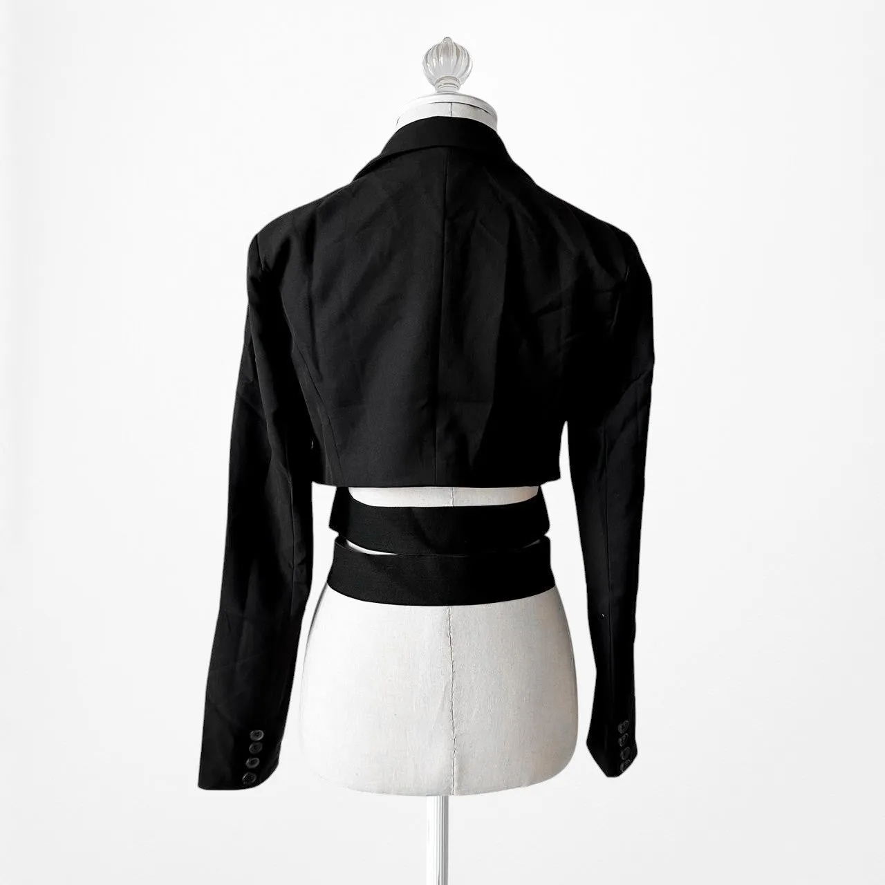 Fashion Nova Black Shoulder Padded Corset Bustier Style Blazer Jacket Size S/M