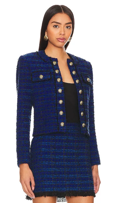 Generation Love Karson Tweed Jacket in Blue