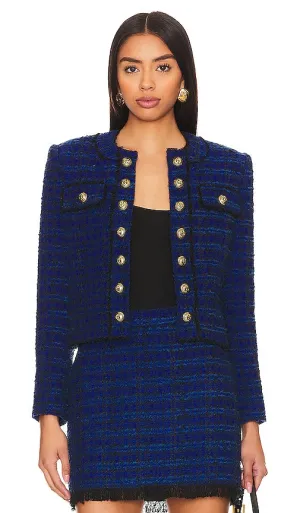 Generation Love Karson Tweed Jacket in Blue
