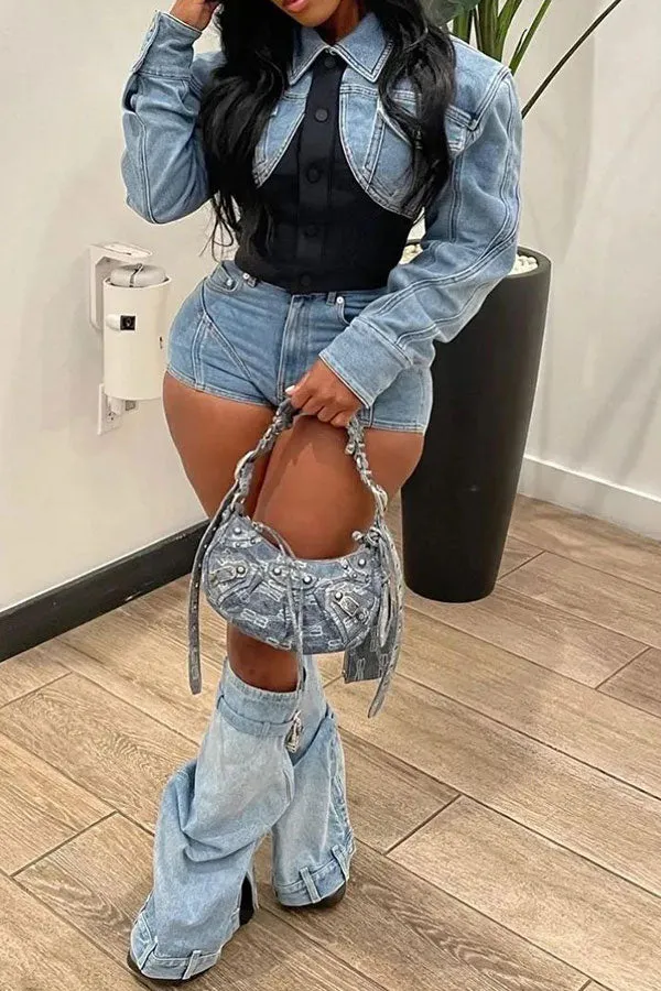 hulianfu Denim Patchwork Unique Jacket