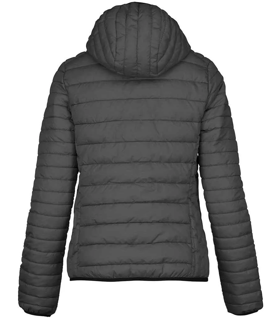 Kariban Ladies Lightweight Hooded Padded Jacket | Marl Dark Grey