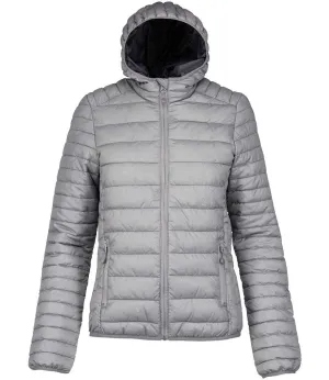 Kariban Ladies Lightweight Hooded Padded Jacket | Marl Silver
