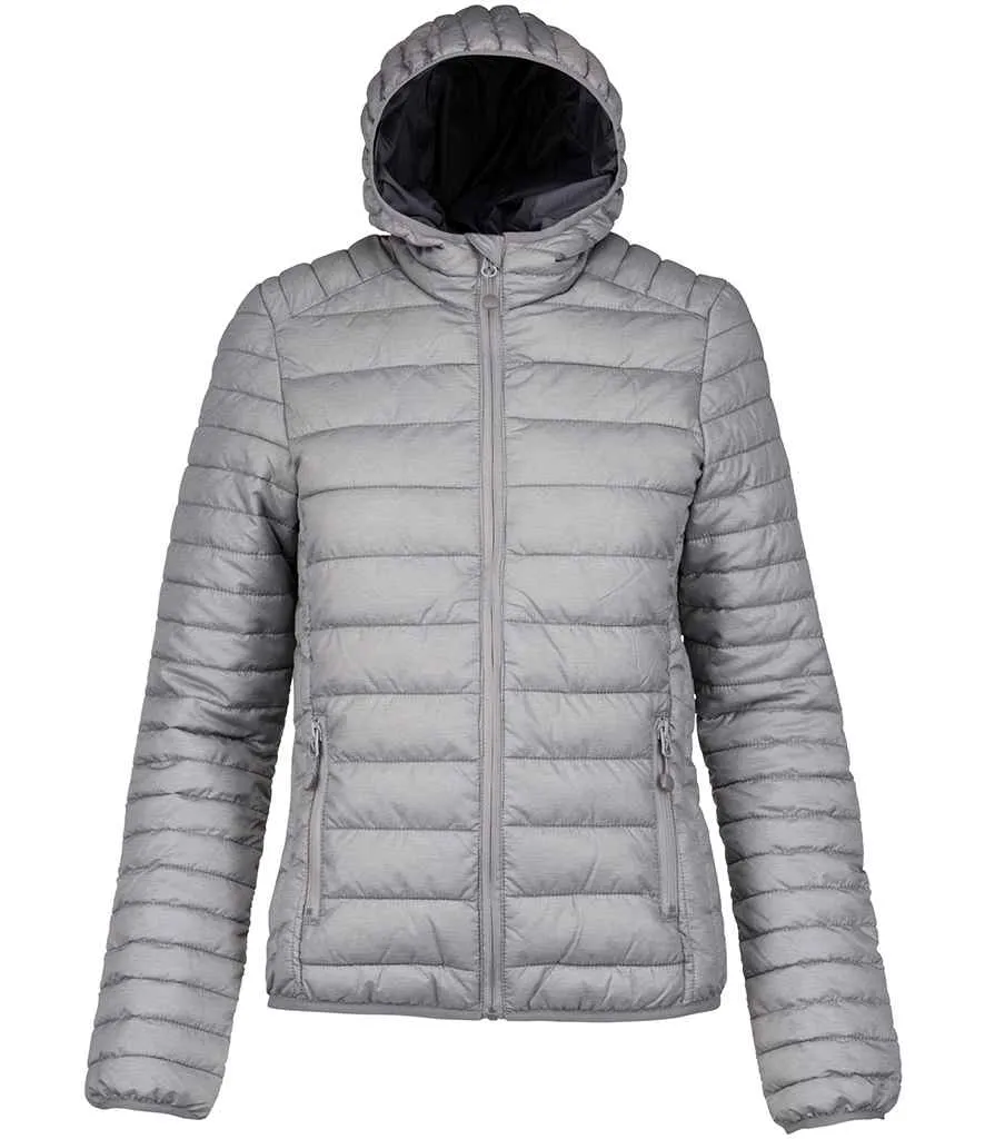 Kariban Ladies Lightweight Hooded Padded Jacket | Marl Silver