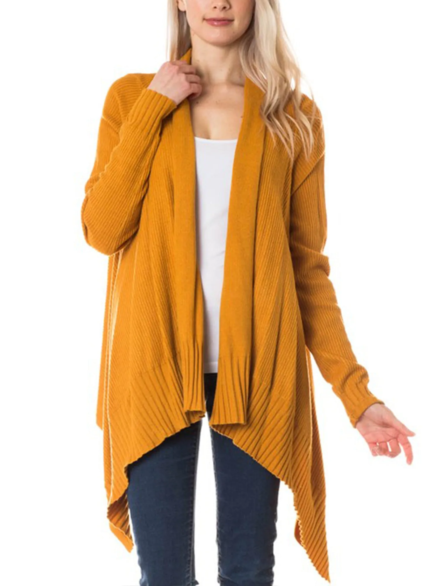 KOGMO Womens Long Asymmetrical Soft Viscose Knit Cardigan