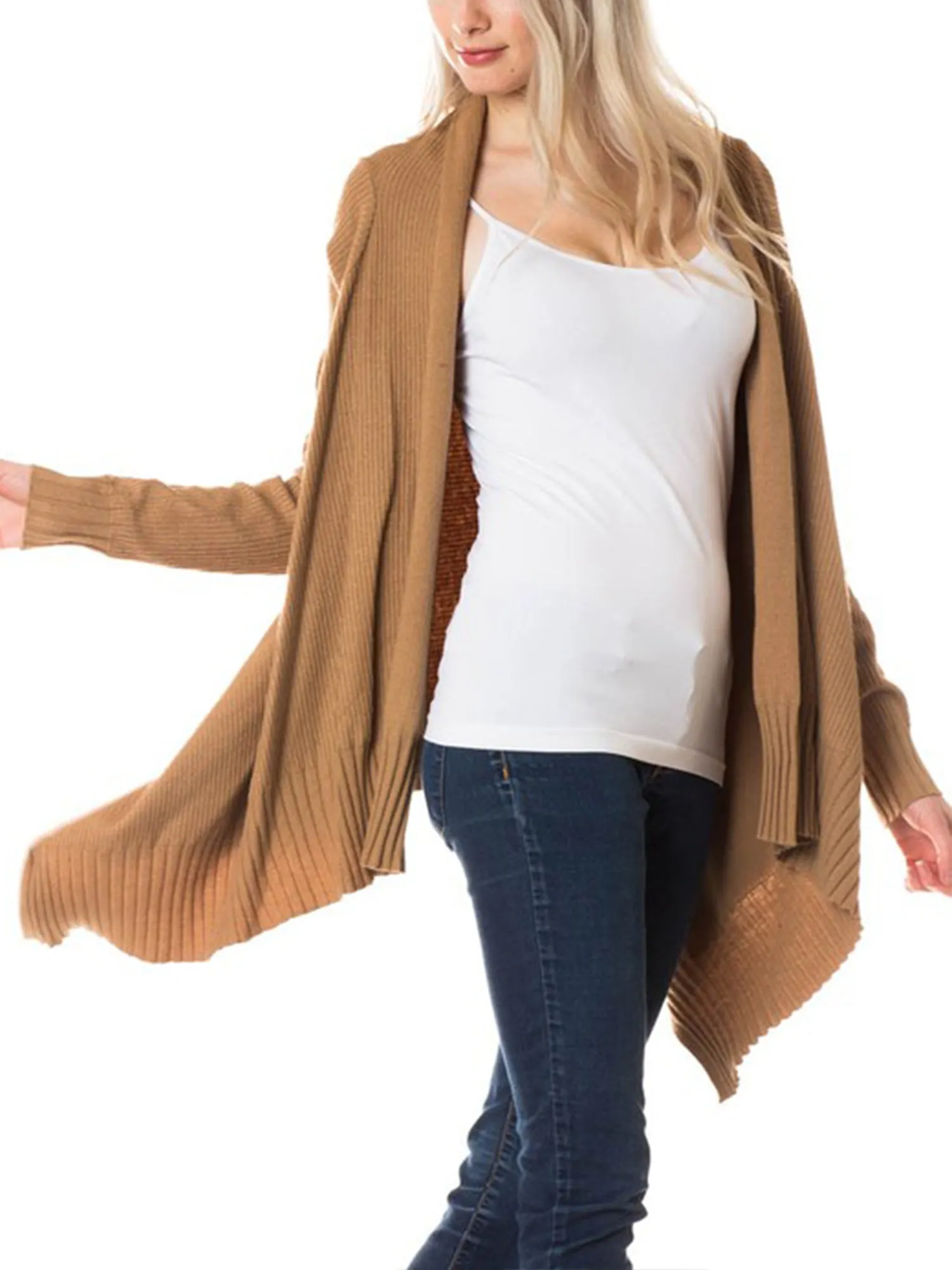 KOGMO Womens Long Asymmetrical Soft Viscose Knit Cardigan