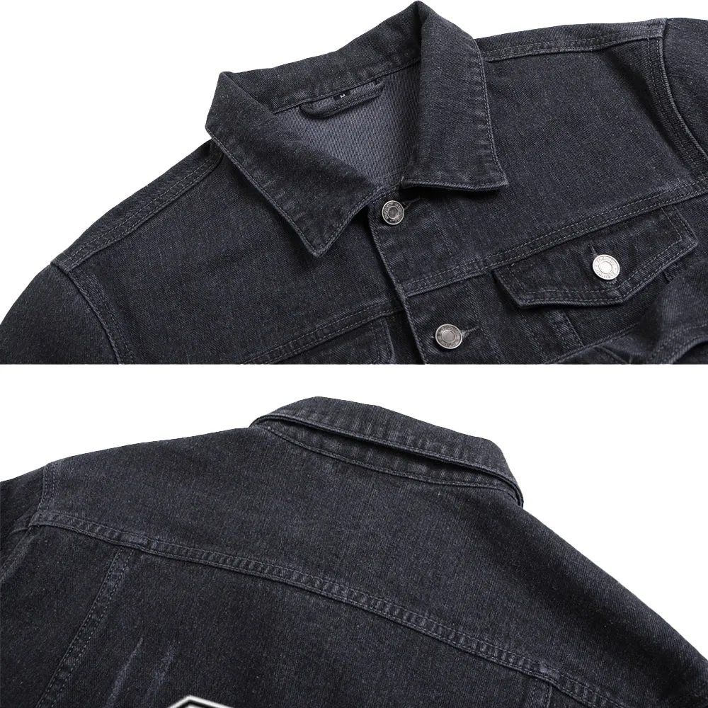 Mens Lucky Number 25 Graphic Button Up Denim Jacket