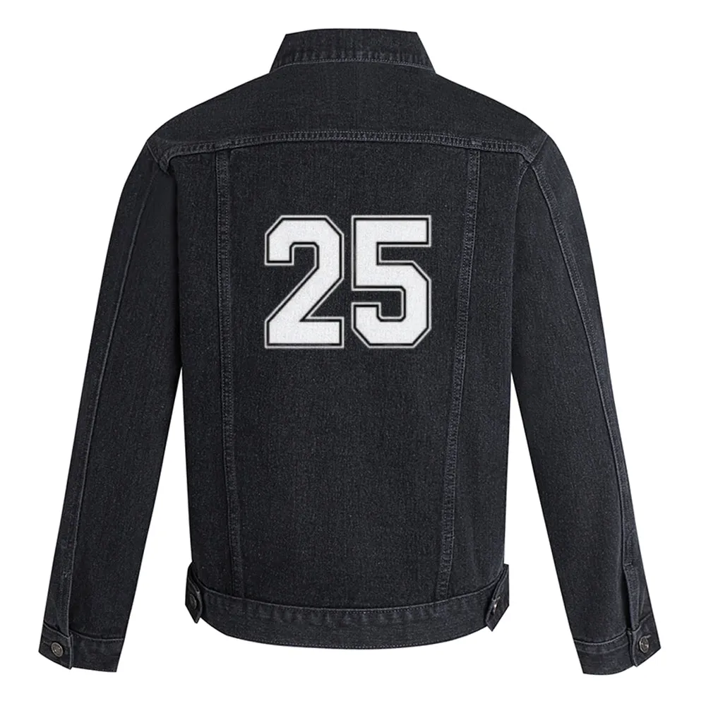 Mens Lucky Number 25 Graphic Button Up Denim Jacket