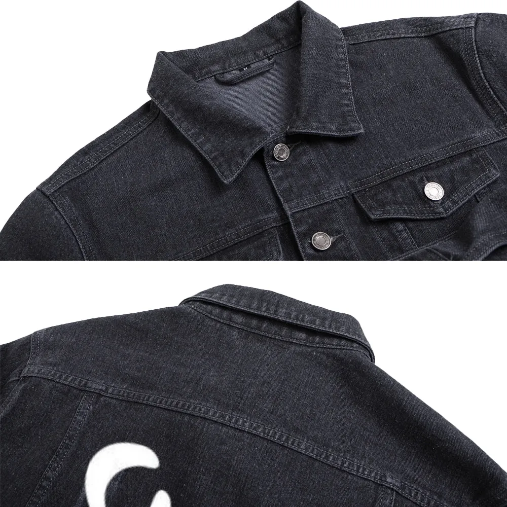 Mens SHINE LIKE THE STAR Graphic Button Up Denim Jacket