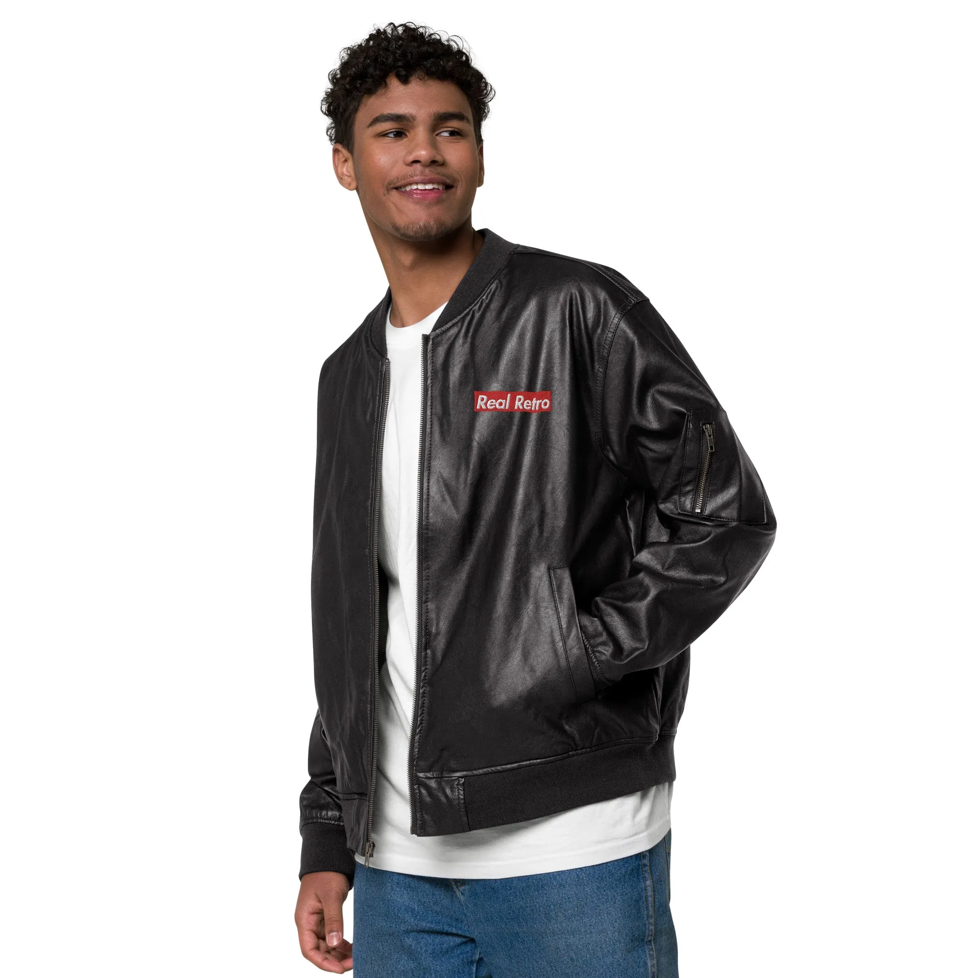 Real Retro Leather Bomber Jacket