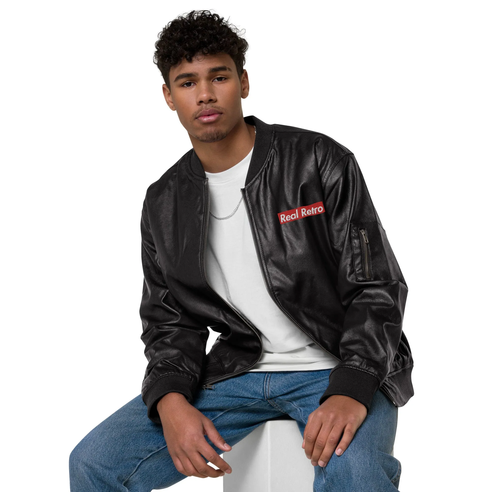 Real Retro Leather Bomber Jacket