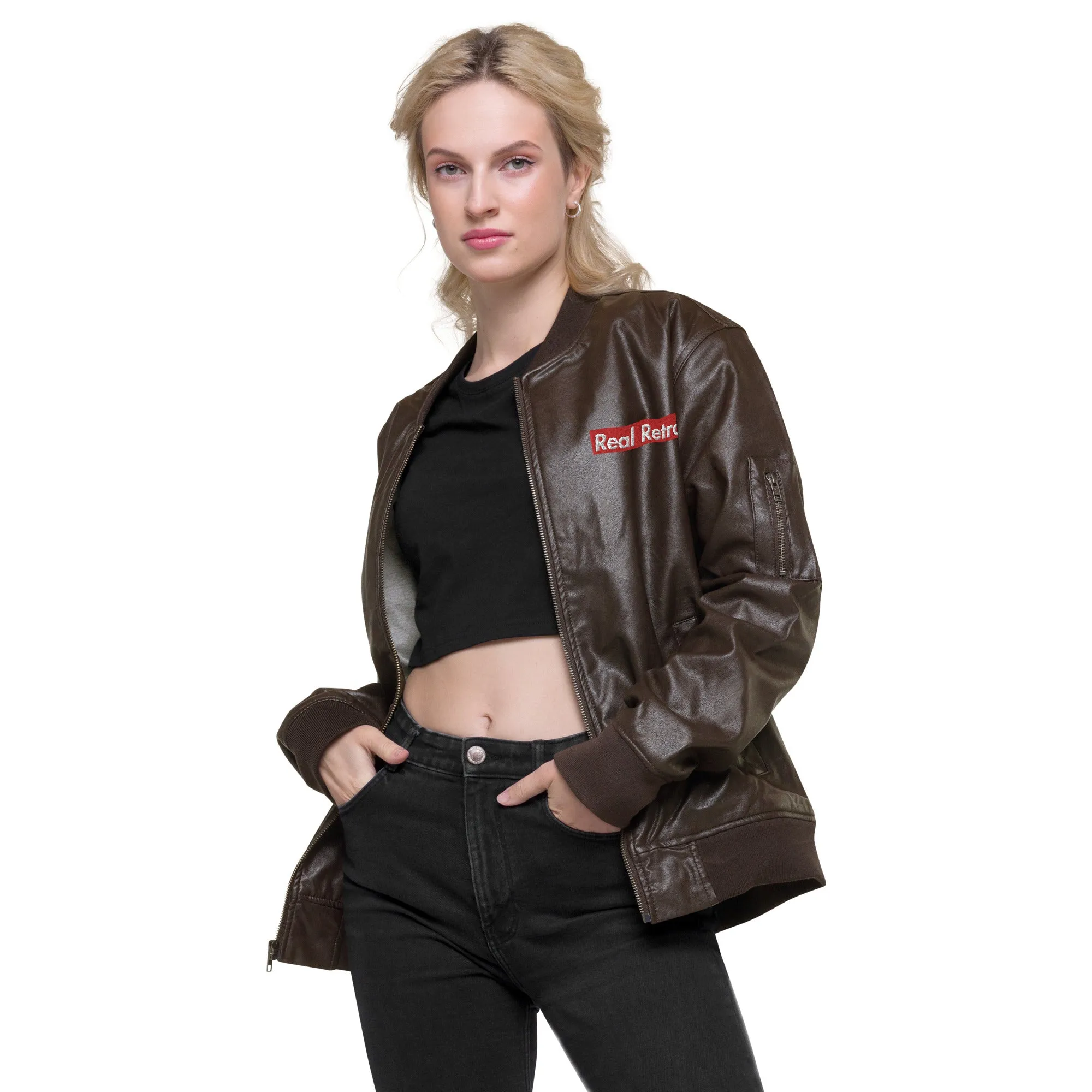 Real Retro Leather Bomber Jacket