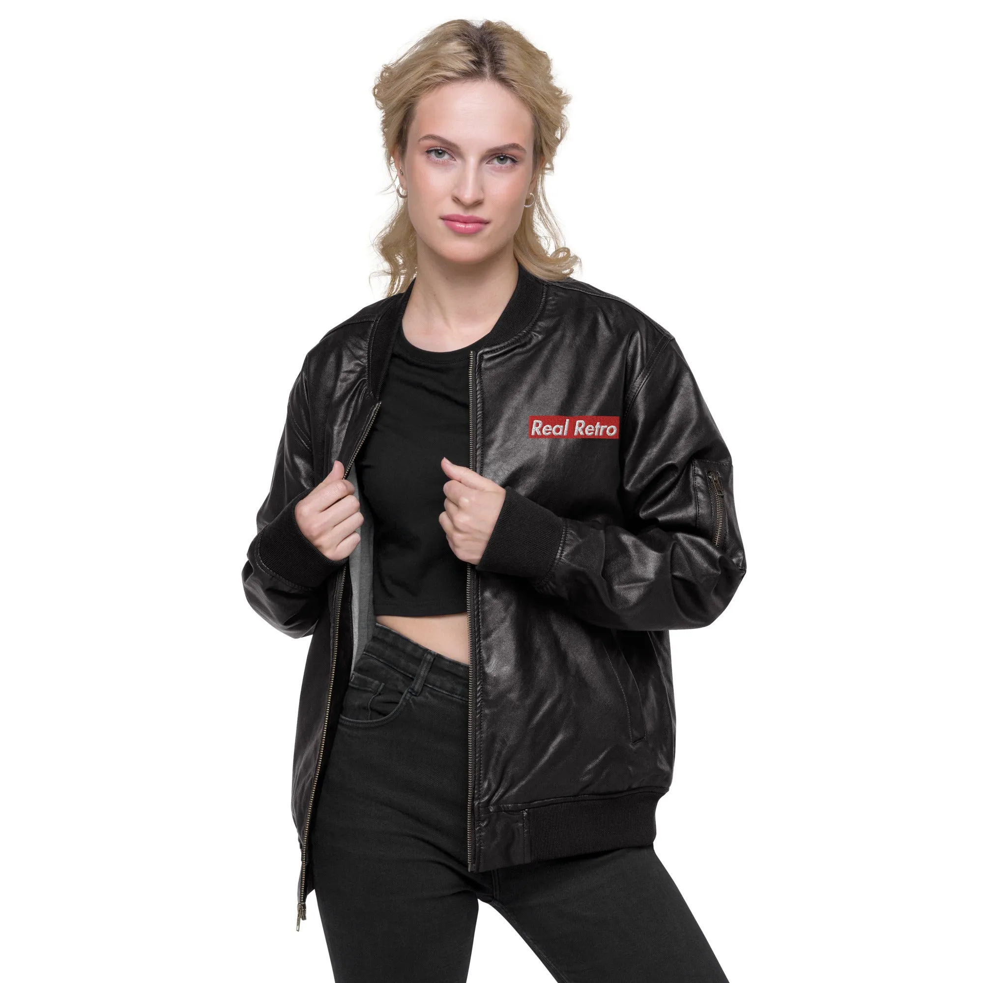 Real Retro Leather Bomber Jacket