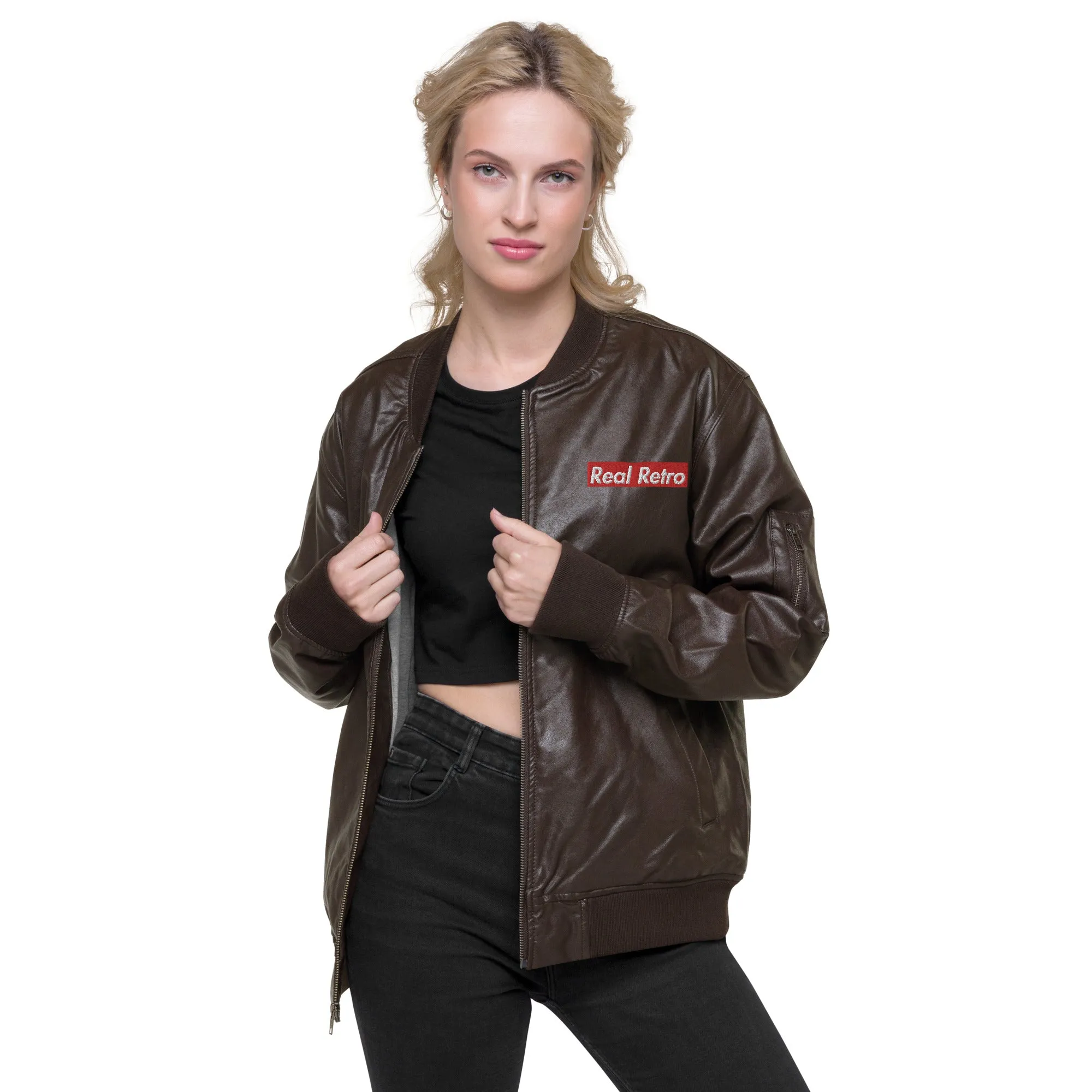 Real Retro Leather Bomber Jacket