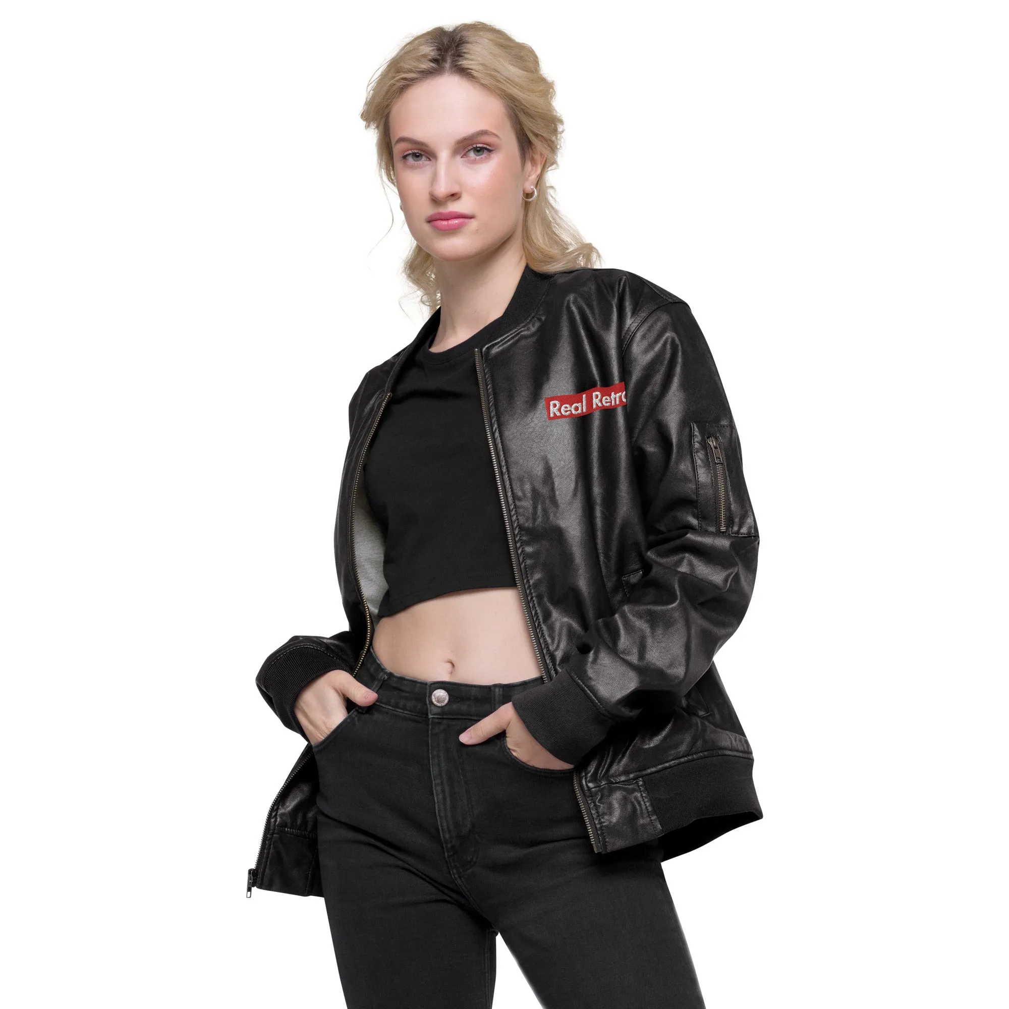 Real Retro Leather Bomber Jacket
