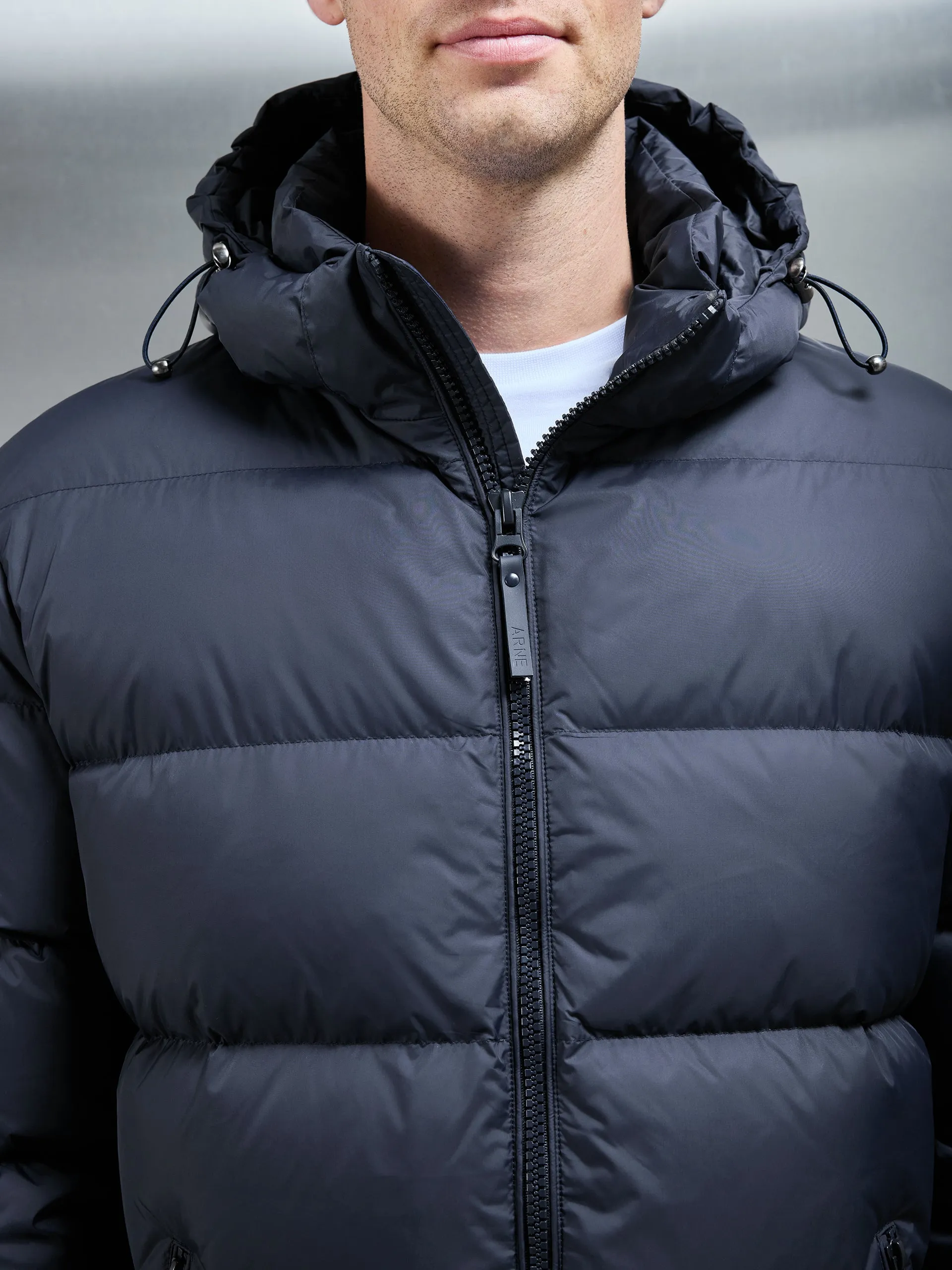 Short Down Jacket in Navy
