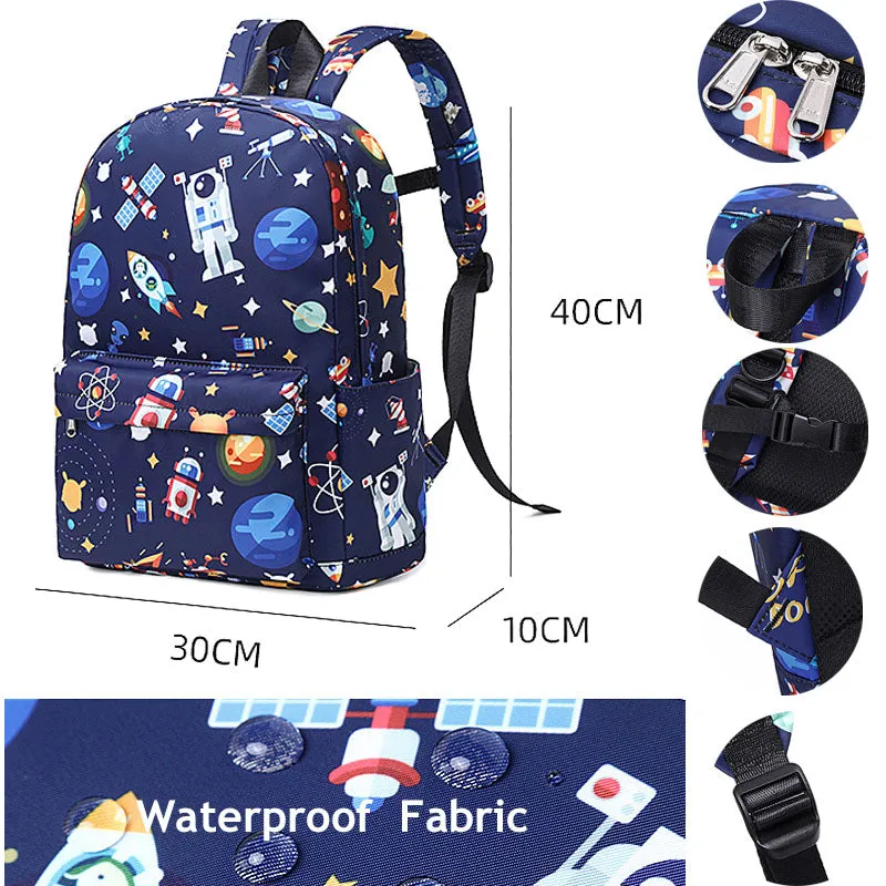 Space Prints Backpack for Girls Bookbag Waterproof Lightweight School Bag