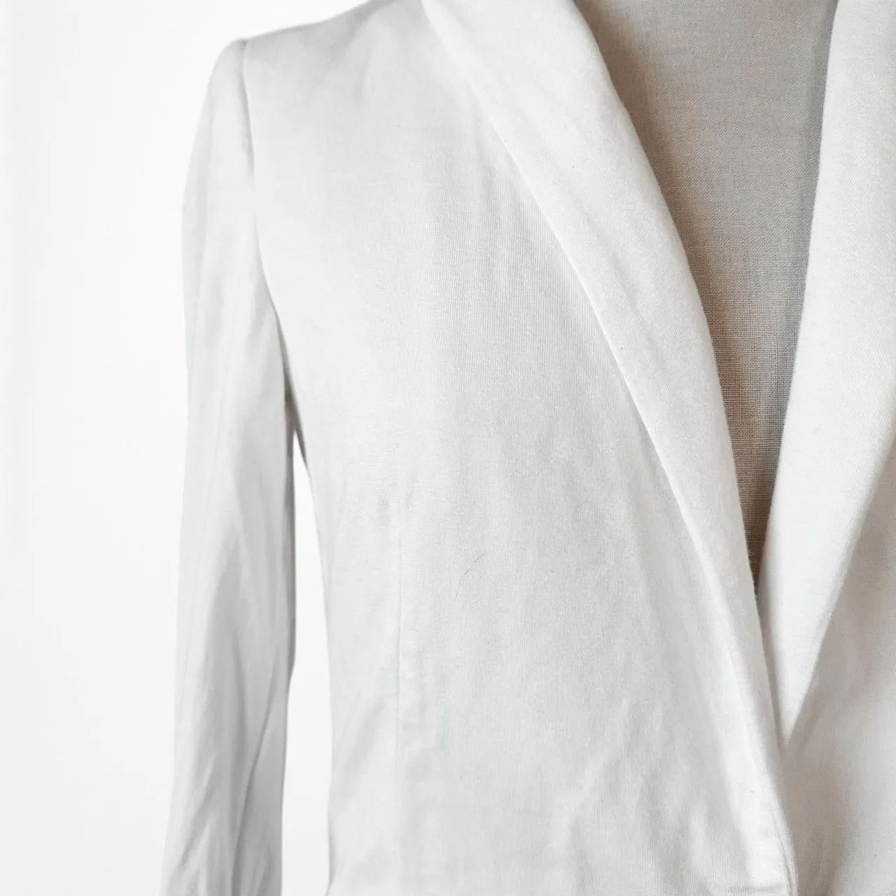 Zara White Shoulder Padded Button Front Knit Blazer Jacket Size XS
